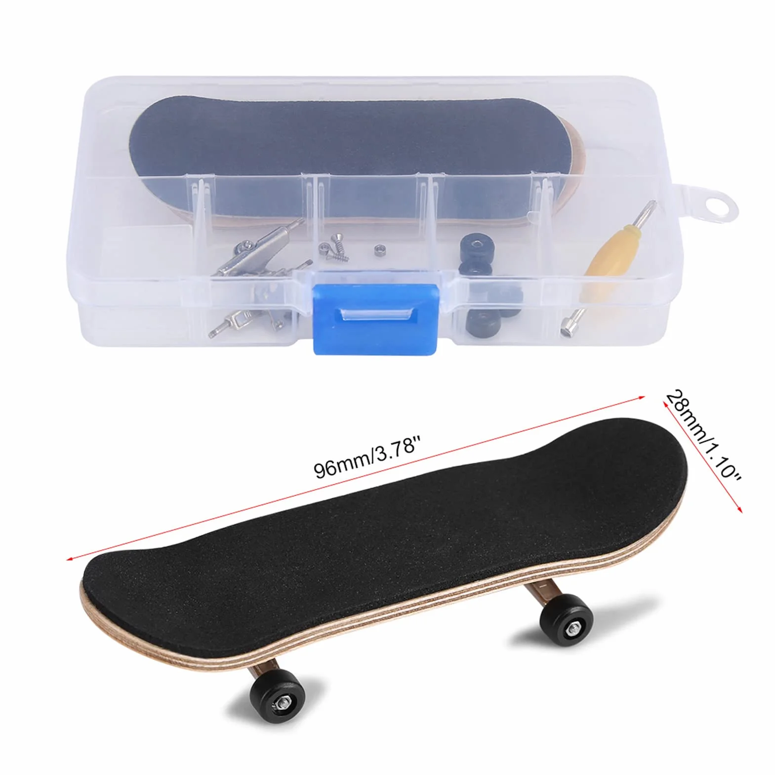 Mini Skateboard da Dito, Tastiera Professionale in Legno di Acero con Cuscinetti Completamente Chiusi, Cuscinetto in PU Spesso per Antiscivolo e Assorbimento degli Urti (BLACK)