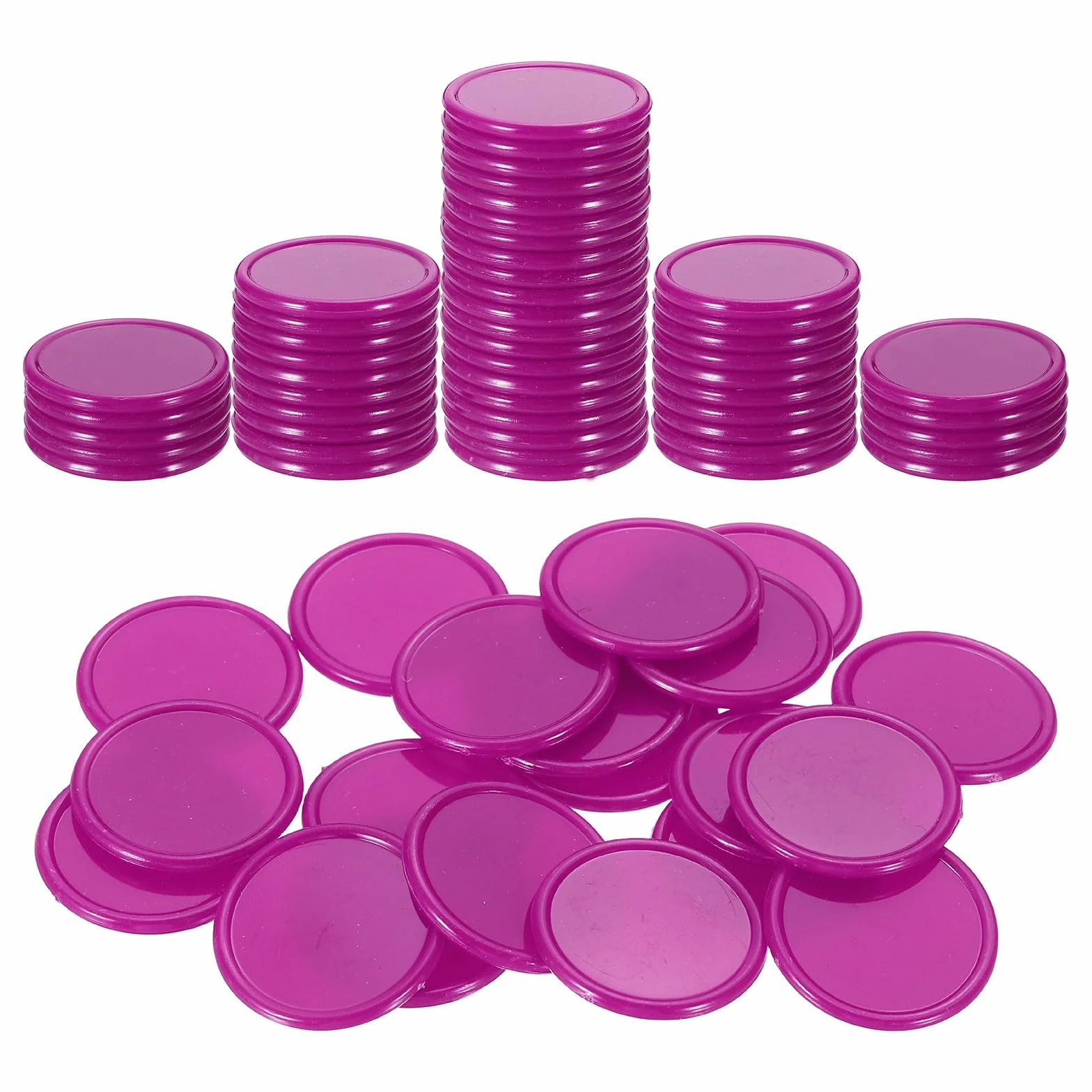 QUARKZMAN 100Pezzi 1 Pollice Gettoni Di Plastica Per Poker Mini Gettoni Bingo Contatori Per Apprendimento Dischi Per Conteggio Marcatori Gettoni Opachi Per Giochi Rosso Rosa