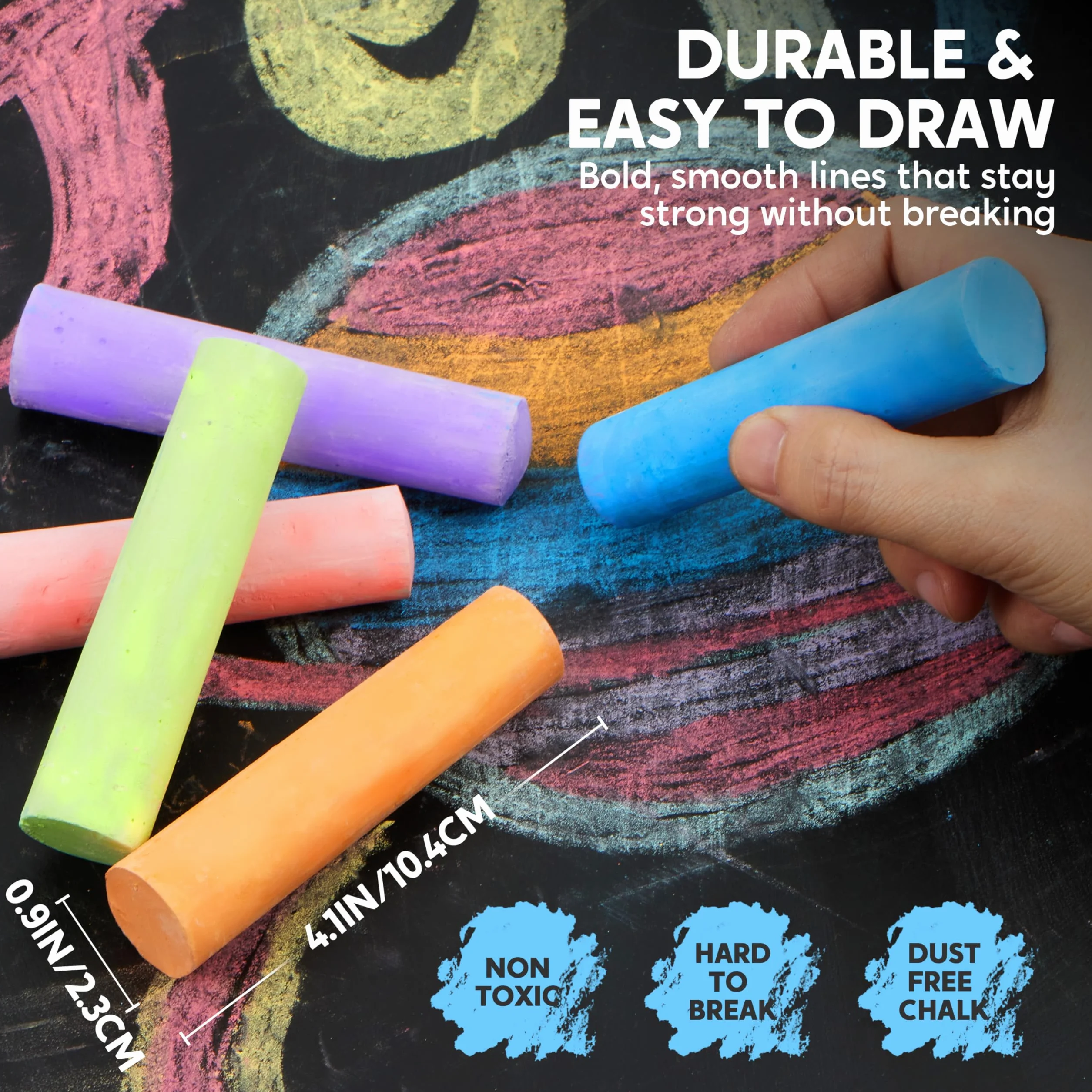 JOYIN 30 pezzi di gessetti lavabili per marciapiedi in 10 colori per bambini, gesso stradale atossici per marciapiedi per interni ed esterni, lavagne, giardini, arte e pittura, regalo per bambini