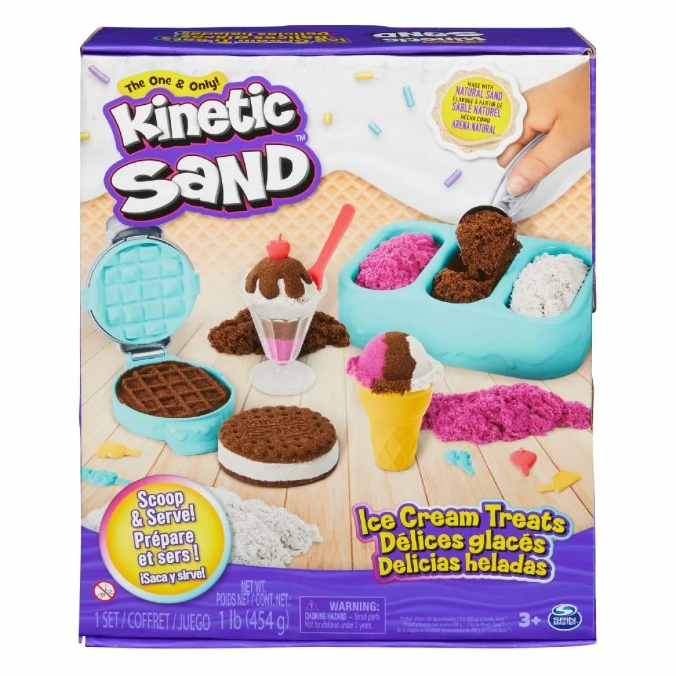 KINETIC SAND SABLE MAGIC – Cofanetto Delice Ice 454 G + 6 strumenti – Crea diverse forme ipnotizzanti con questa sabbia magica come la pasta da modellare, giocattolo per bambini 3 anni e +