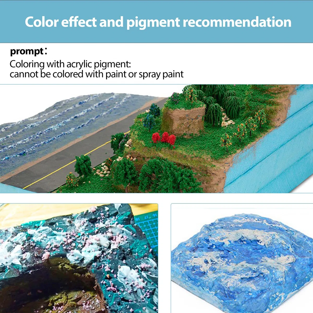 RANJIMA Piastre in schiuma rigida, 30 x 20 x 2 cm, blu, pannelli di polistirolo rigido da 20 mm, per fai da te, modellismo, paesaggio, modellazione, artigianato, schiuma, base