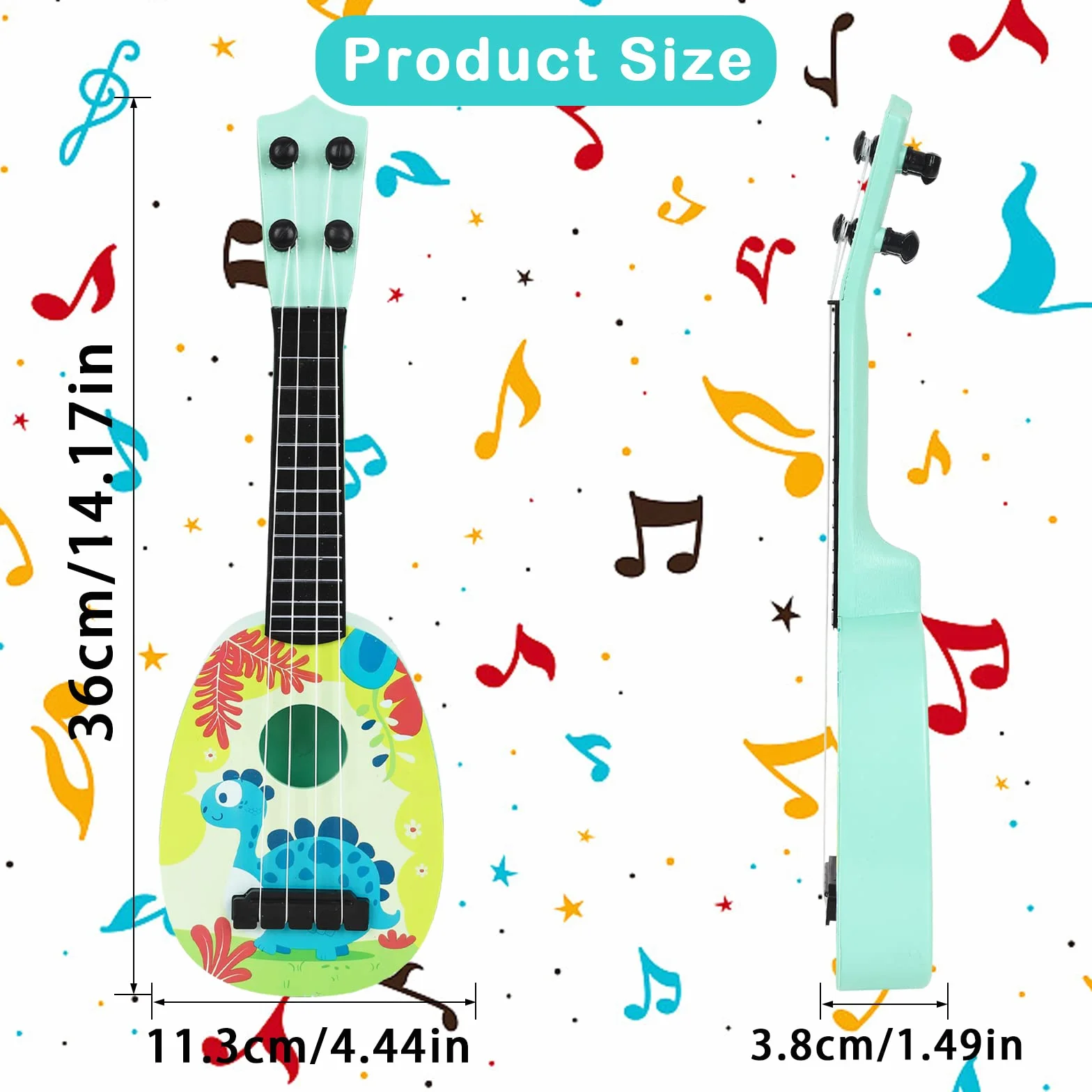 37cm Giocattolo per Chitarra Ukulele per Bambini con 4 Corde Regolabili,Giocattoli Educativi di Apprendimento Mini Chitarra per Bambini Principianti Ragazzi Ragazze Regalo (Style-B)