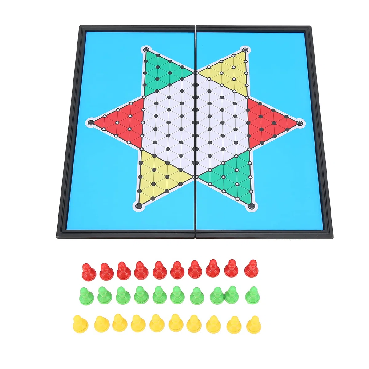 Cosiki Dama Cinese Magnetica, Set da Viaggio con Contenitore Pieghevole per Giochi di Feste in Famiglia, Pezzi degli Scacchi in Plastica Robusta e Tavola