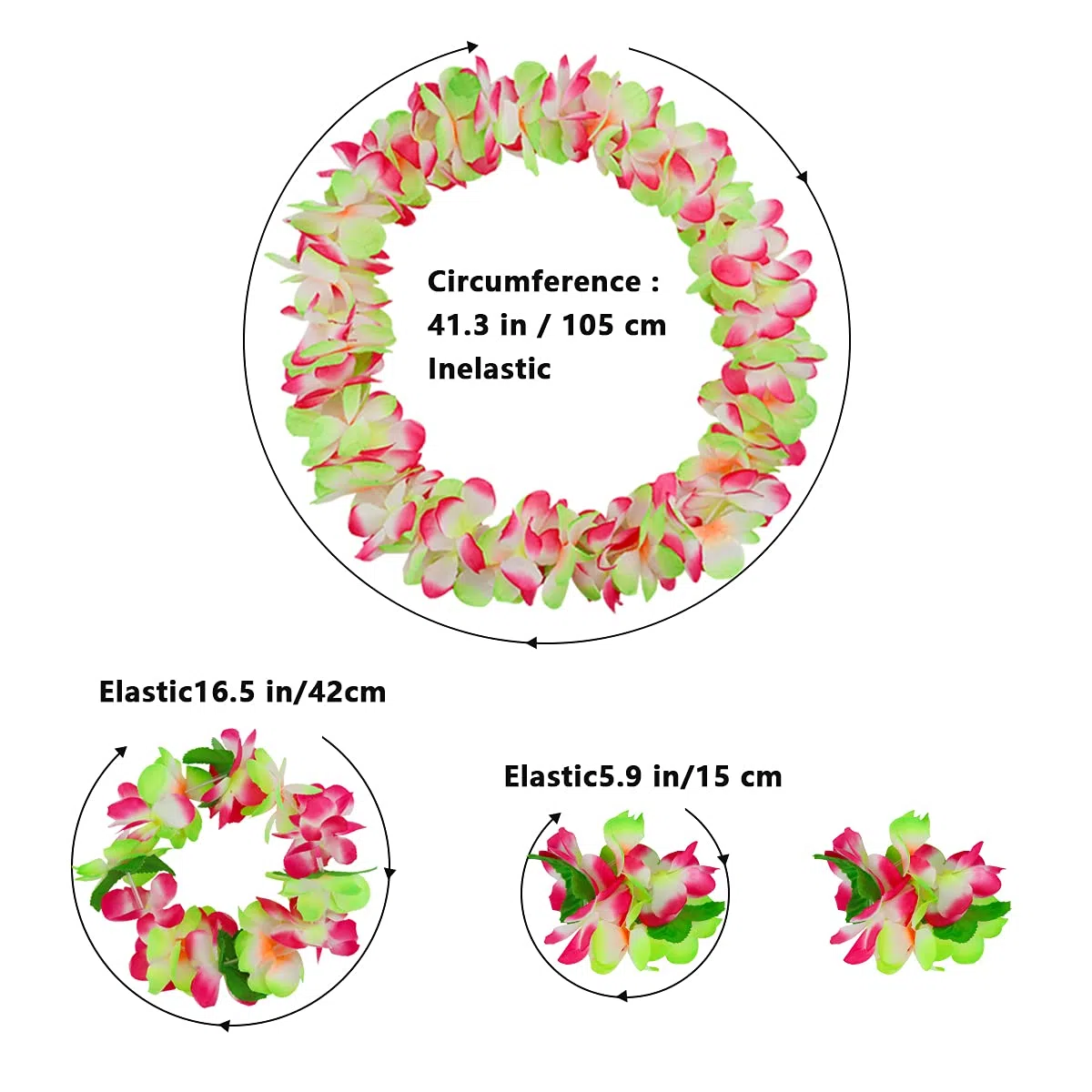 Gonna Hula a Foglie con Leis Hawaiani Gonna in Erba e Fiori di Ibisco Artificiali Costume per Feste Hawaiane Luau Tiki da Spiaggia (Colore 8)