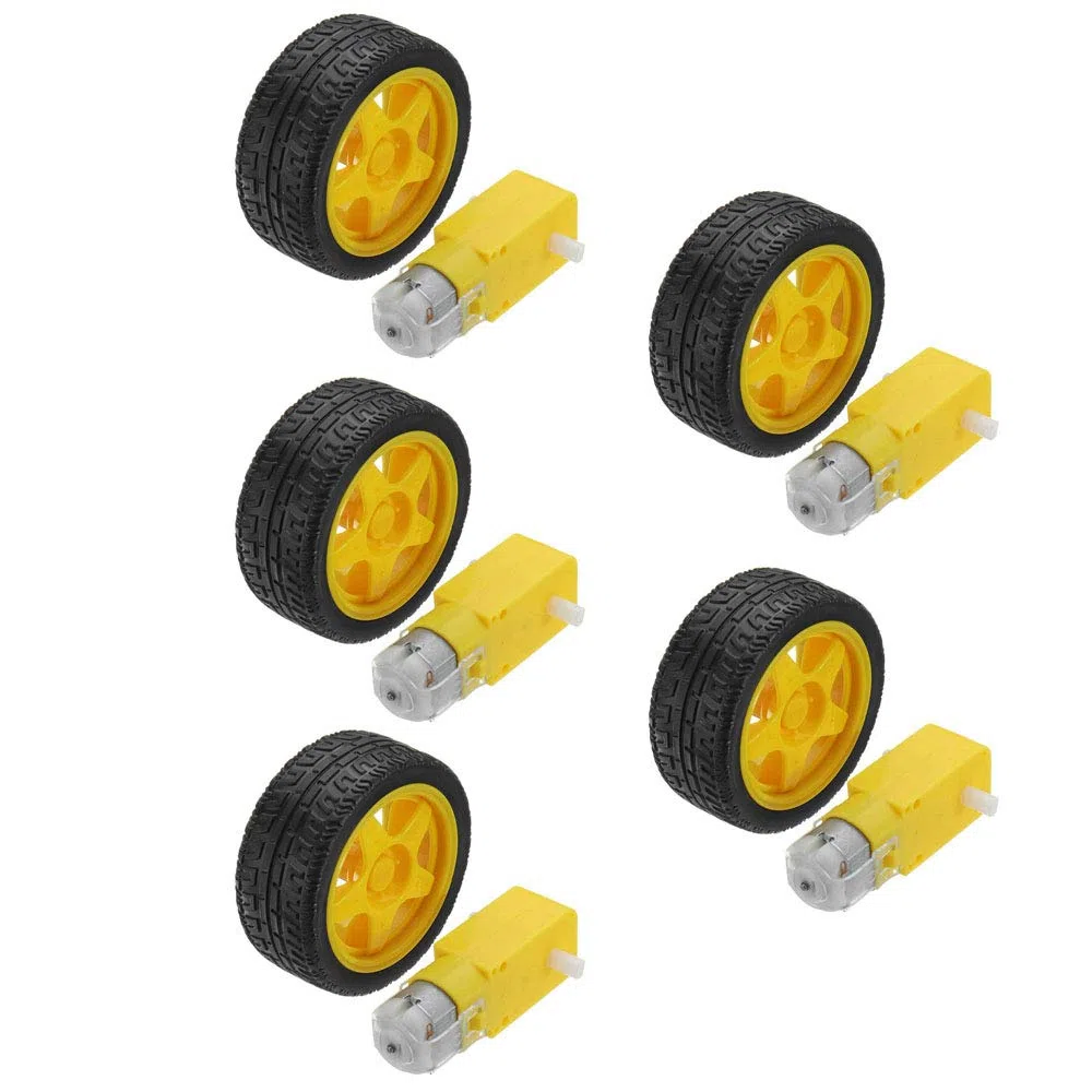 DollaTek 5Pcs Ruota per Pneumatici in plastica Smart Car Robot con motoriduttore DC 3-6V per Arduino