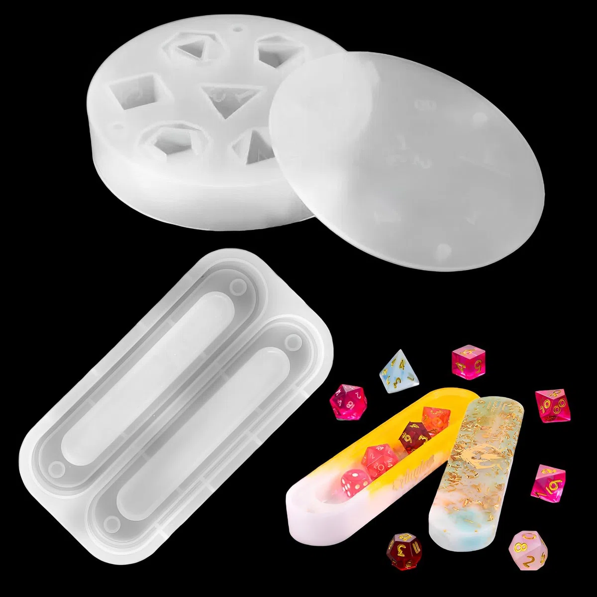 Stampo in Silicone per Dadi D&D e Stampo Scatola per Dadi DND Gioco da Tavolo Dadi Stampo Dadi Poliedrici per Giochi di Società con Numeri per Decorazioni Artigianali Fatte a Mano