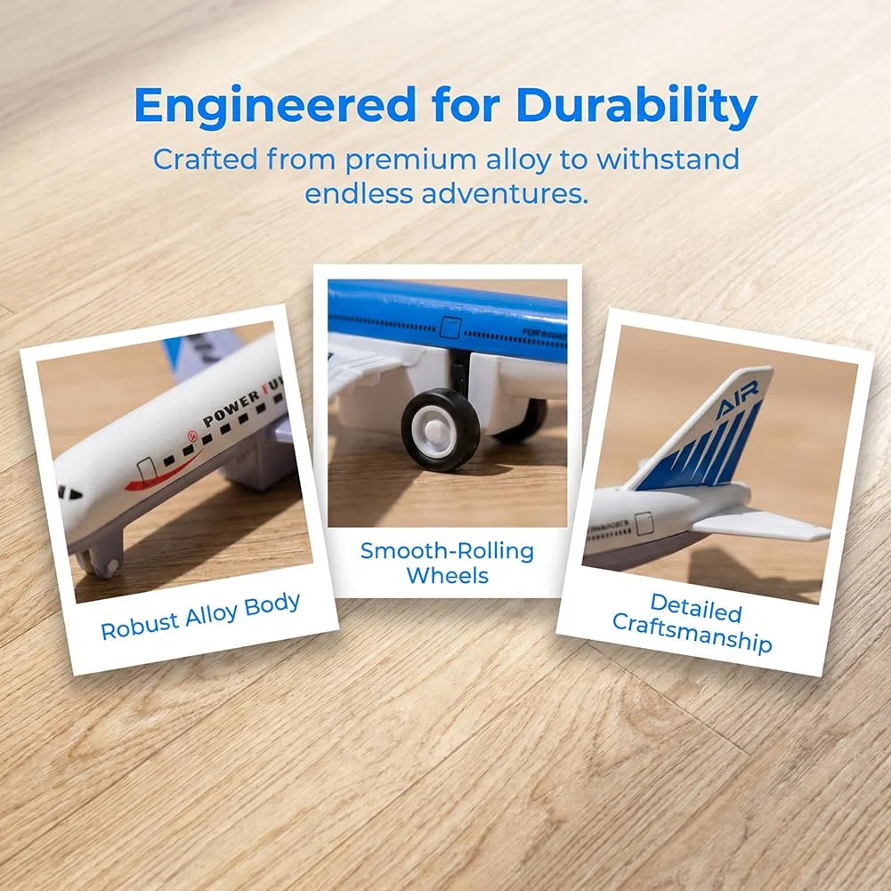 Bianco e Blu Aereo Giocattolo, 2 Pezzi Modellino Aereo, Giocattoli Educativi con Funzione di Ritiro, Miniatura Deco Aeroplano Giocattolo Natale Compleanno Regalo