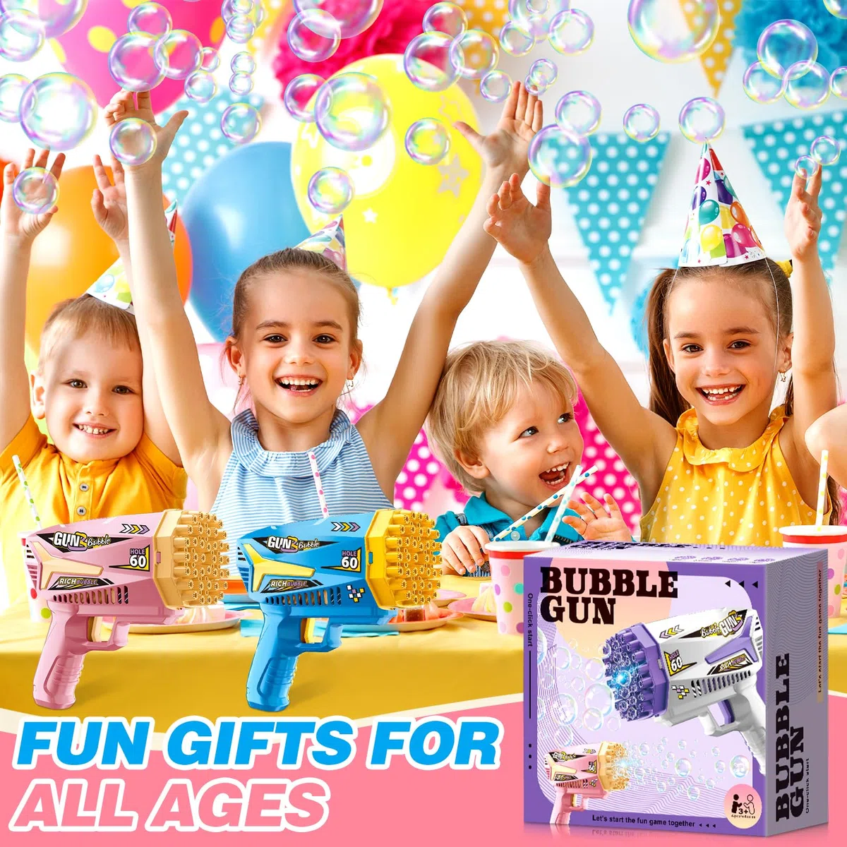 Pistola a Bolle per Bambini, 2 Pieces Macchina Automatica per Bolle, Sparabolle di Sapone LED, 15000 + Bolle/Min, per Feste Compleanno All'aperto Matrimoni, Verde, per Bambini Giardino Estivi