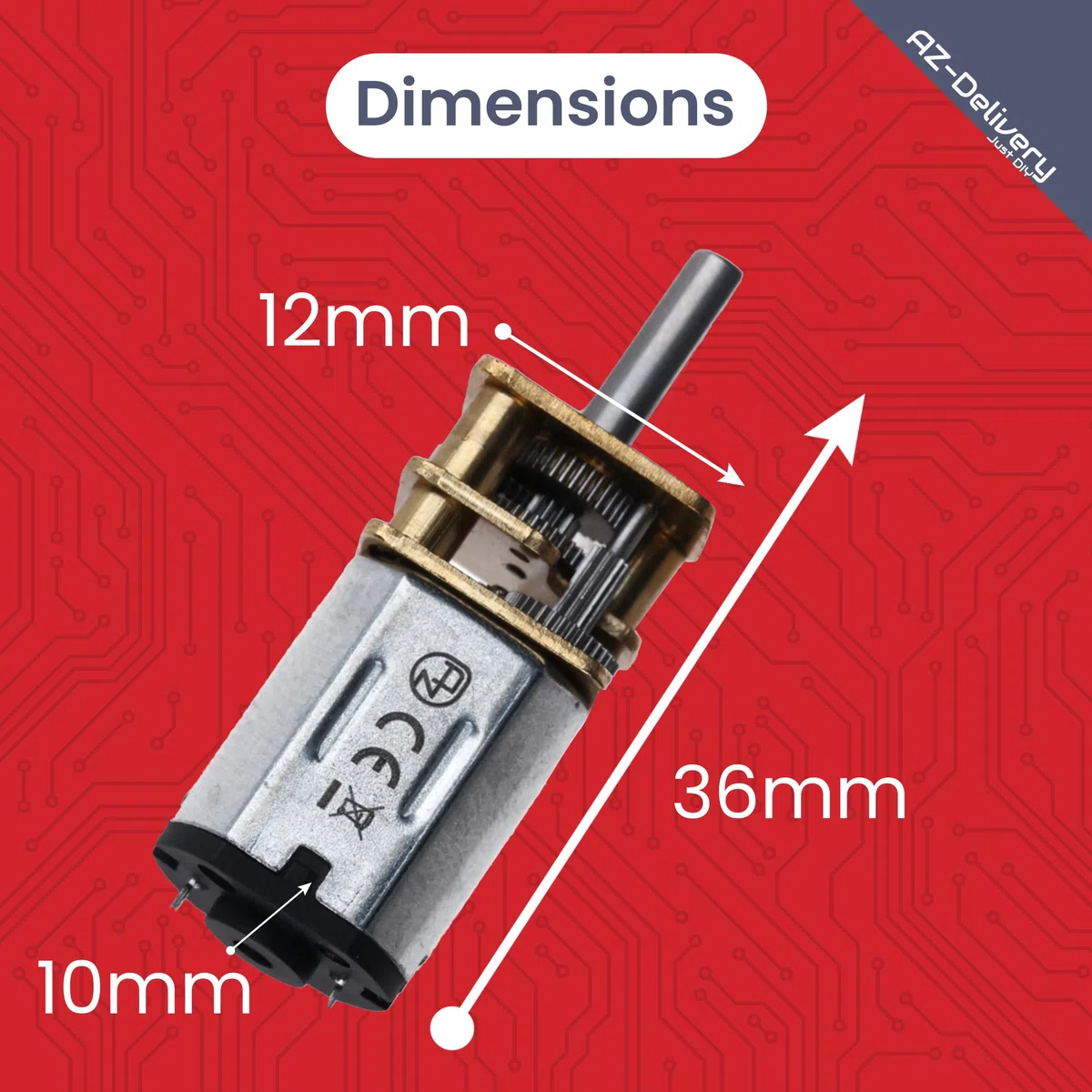 AZDelivery 3x GA12-N20 DC motore con ingranaggio 3-12V Mini motore in metallo (80RPM) Controllo preciso per modellismo, robotica e progetti fai-da-te | Ingranaggio in metallo resistente