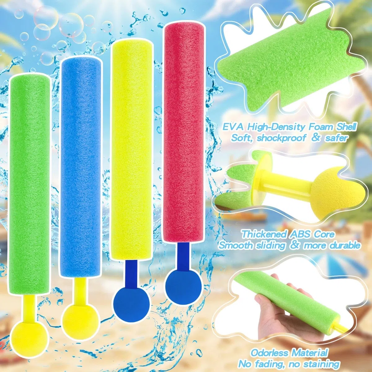 12 PCS Pistole ad Acqua di Colori, 21.5 cm Pistola ad Acqua in Schiuma per Bambini, Pistola Acqua Giocattolo, Fucile ad Acqua per Piscina, Giardino, Esterno Giochi Spiaggia, Giochi Acqua per Bambini