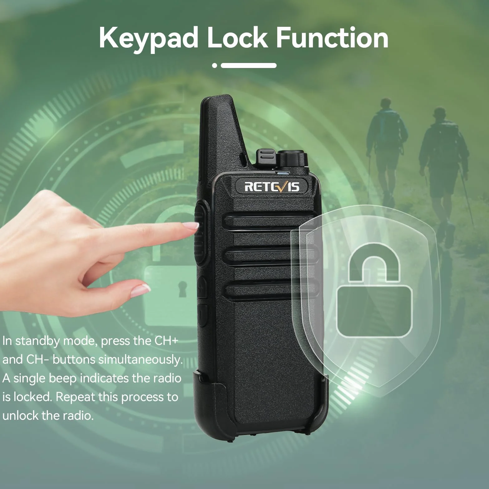 Retevis RT622 Walkie-Talkie PMR446 Radio Portatile Ricaricabile VOX ABS Nero 1 Paio
