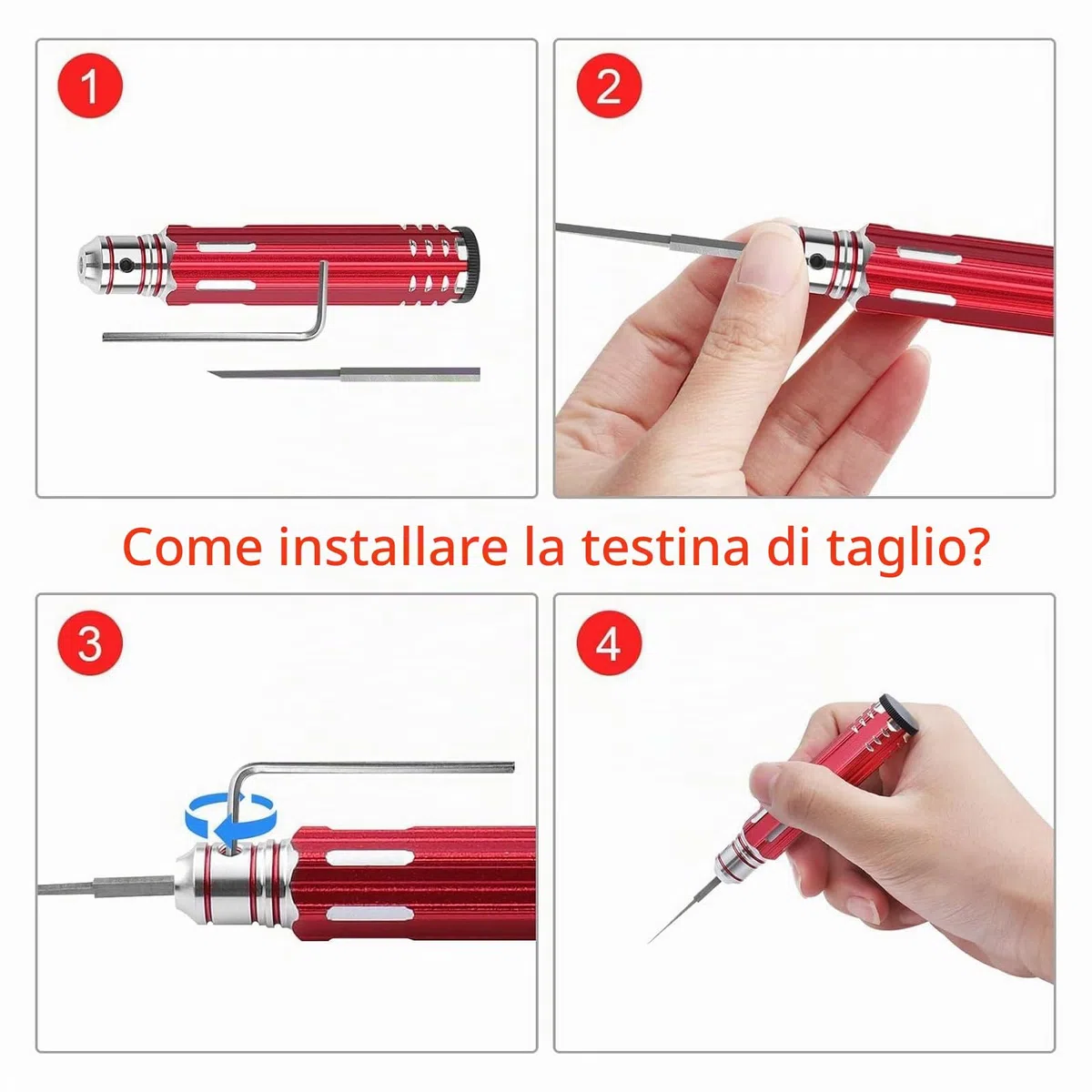 7 in 1 primo modello Scriber con 7 lame Gundam resina intagliato Scribe linea Chisel strumento di taglio (0.1/0.2/0.4/0.6/0.8/1.0/2.0mm) Rosso