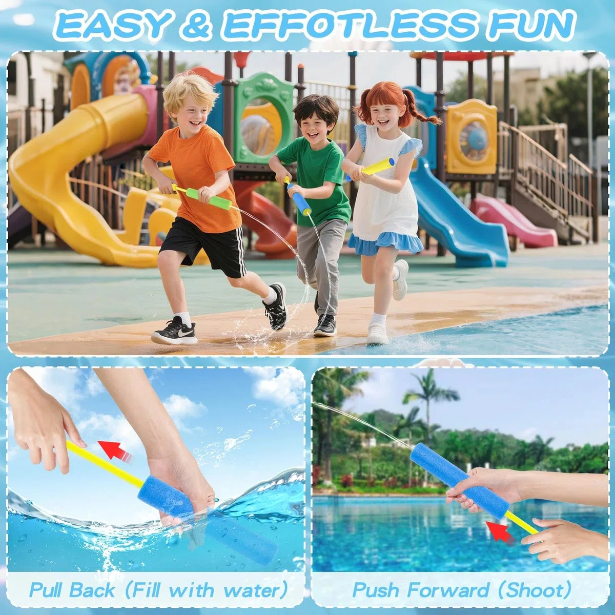 12 PCS Pistole ad Acqua di Colori, 21.5 cm Pistola ad Acqua in Schiuma per Bambini, Pistola Acqua Giocattolo, Fucile ad Acqua per Piscina, Giardino, Esterno Giochi Spiaggia, Giochi Acqua per Bambini