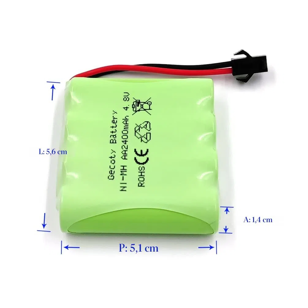 Batteria da 4,8 V, pacco batteria nimh da 2400 mAh, batteria ricaricabile RC con cavo di ricarica, spina SM 2P per camion RC 1:18, 1:16, 1:14, auto telecomandata, camion RC 4x4