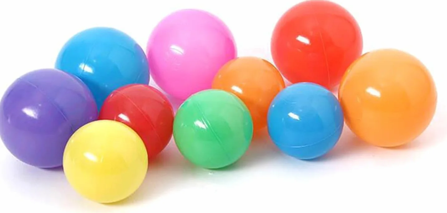 Palline in plastica multicolore per piscina, 5,5 cm, sette colori, confezione da 100