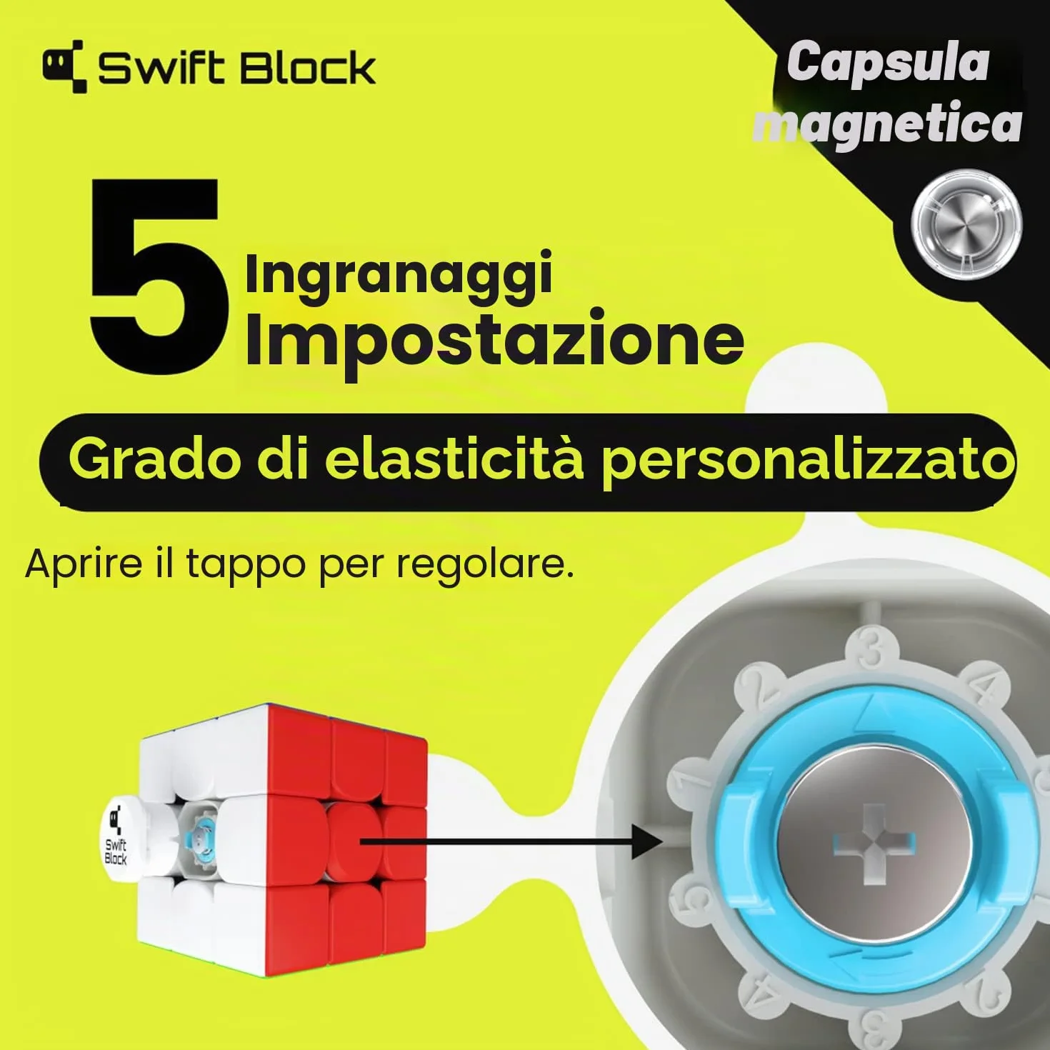 355S 3x3 Magnetico Speed Cube, Cubo Magico Professionale Originale con 48 Magneti, Rapida e Fluida Rotazione Elasticità Regolabile Solido Resistente per Bambini e Adulti