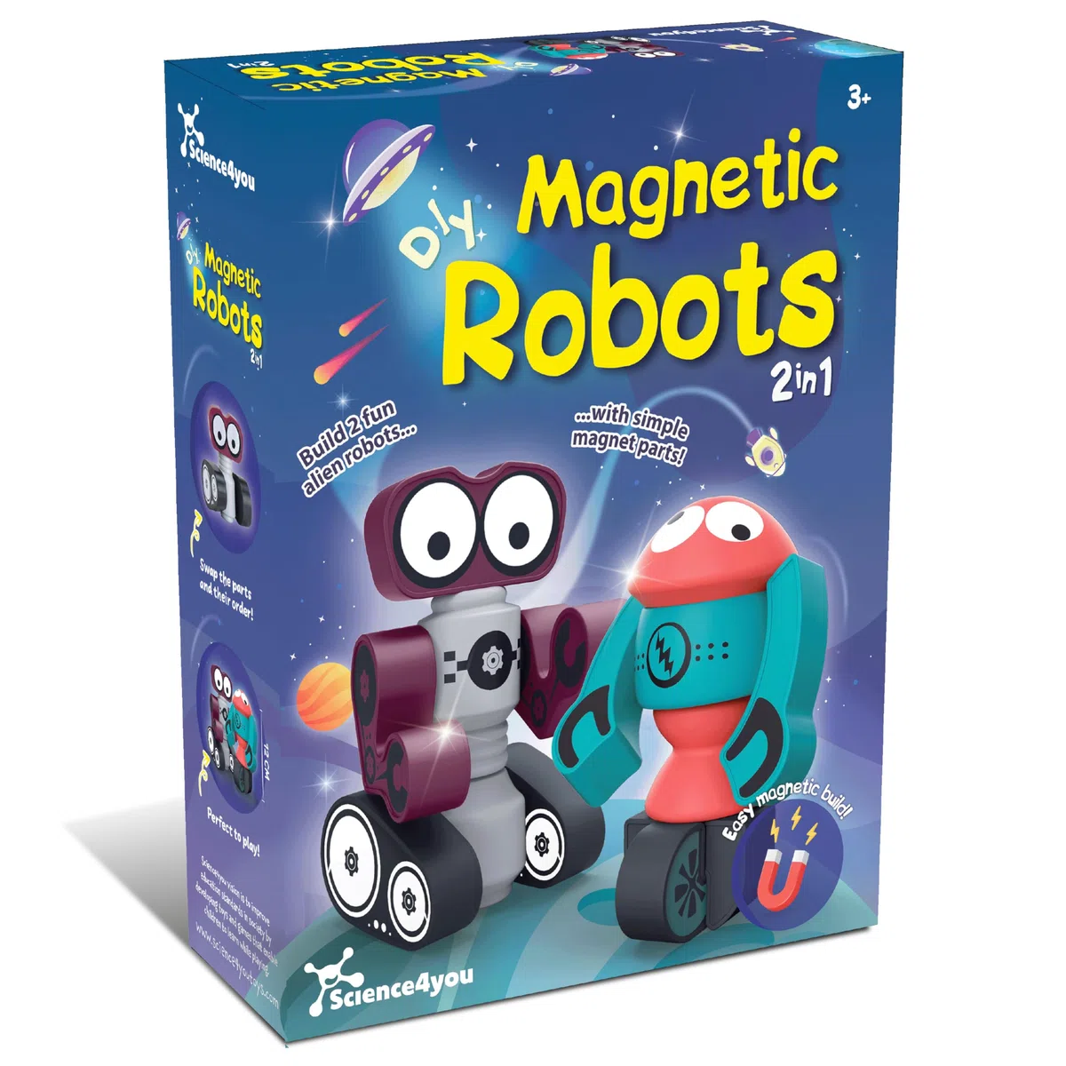 Science4you Robot Magnetici DYI per Bambini dai 3+ Anni: Set di Blocchi Magnetici Perfetti per Impilare, Giochi Magnetici per Bambini, Regalo Montessori per Bambini e Bambine di 3 4 5 6 7+ Anni
