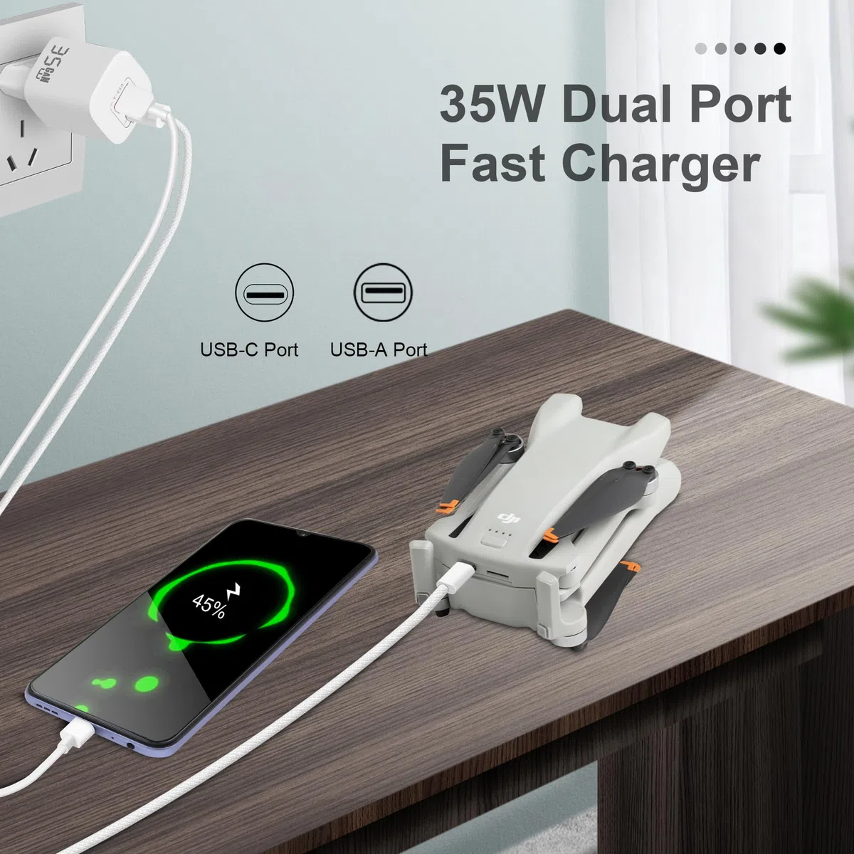Caricatore LCD 35 W USB-C per DJI Mini 3, Mini 2/SE, Avata, Air 2S