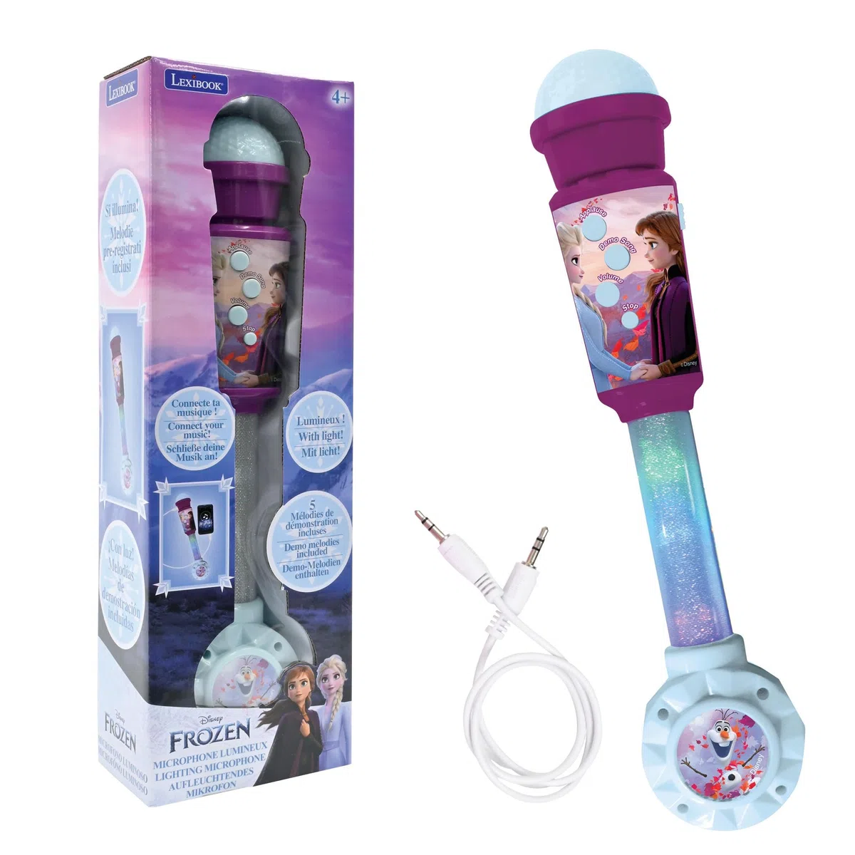 Lexibook Frozen Microfono Luminoso per Bambini, Giocattolo Musicale, Altoparlante Integrato, effeti Luminosi, Presa Cavo aux-in, Viola/Blu, MIC90FZLXB