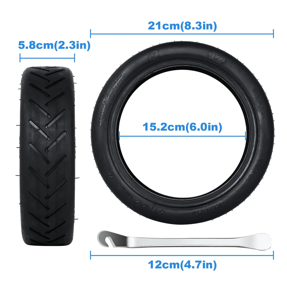 Ainiv Pneumatico Interno ed Esterno di Ricambio per Xiaomi M365 da 8,5 pollici, Universale 8 1/2 Ruote di Ricambio Esterne e Pneumatici Interni,Gomma Pneumatici Antiscivolo Durevoli con Piede di Porco