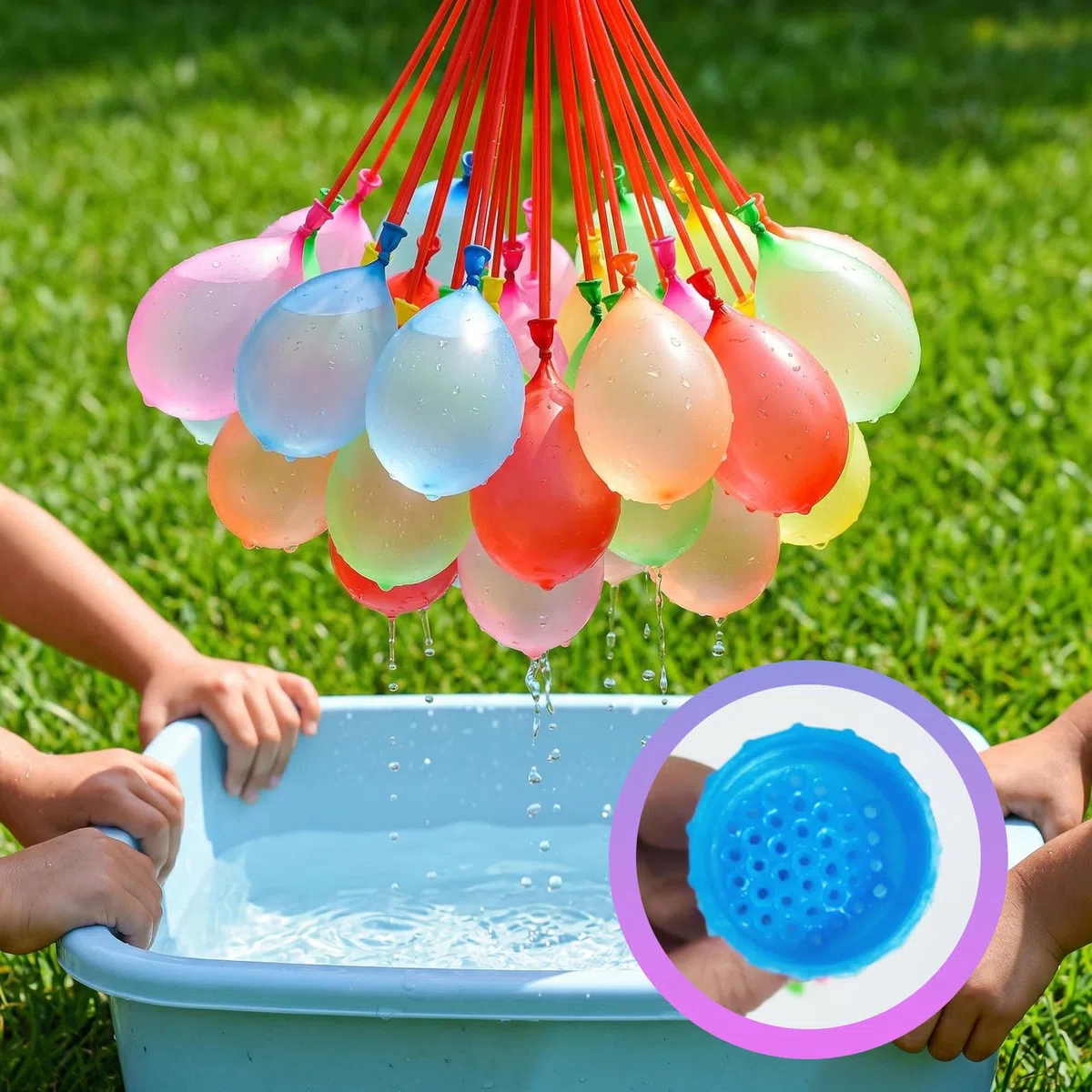 CIYIN 555 Pcs Palloncini d'Acqua, Colorato Bombe Dacqua Palloncini con 4 Attacchi Rubinetto, Palloncini Acqua Autosigillanti a Riempimento Rapido, per Giochi Acqua, Spiaggia, Piscina Feste Estive