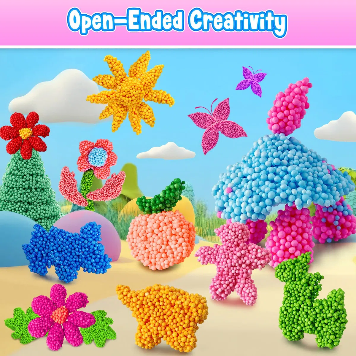 Kit di Gioco con Perline di Schiuma – 30 Confezioni di Perline di Schiuma Modellabile per Bambini, Slime Sensoriale per Bambini e Bimbi Piccoli, Attività Creative Educative per Classe Prescolare
