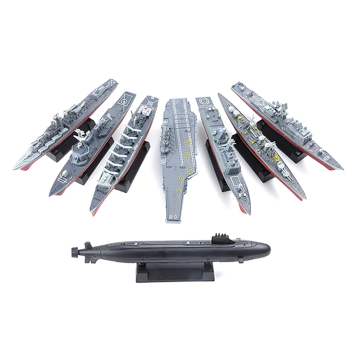 TECKEEN Modellino di nave da guerra in plastica 15 cm, modello 4D, fregata, sottomarino, corazzata, mostra scientifica militare, kit smontato, 8 pezzi