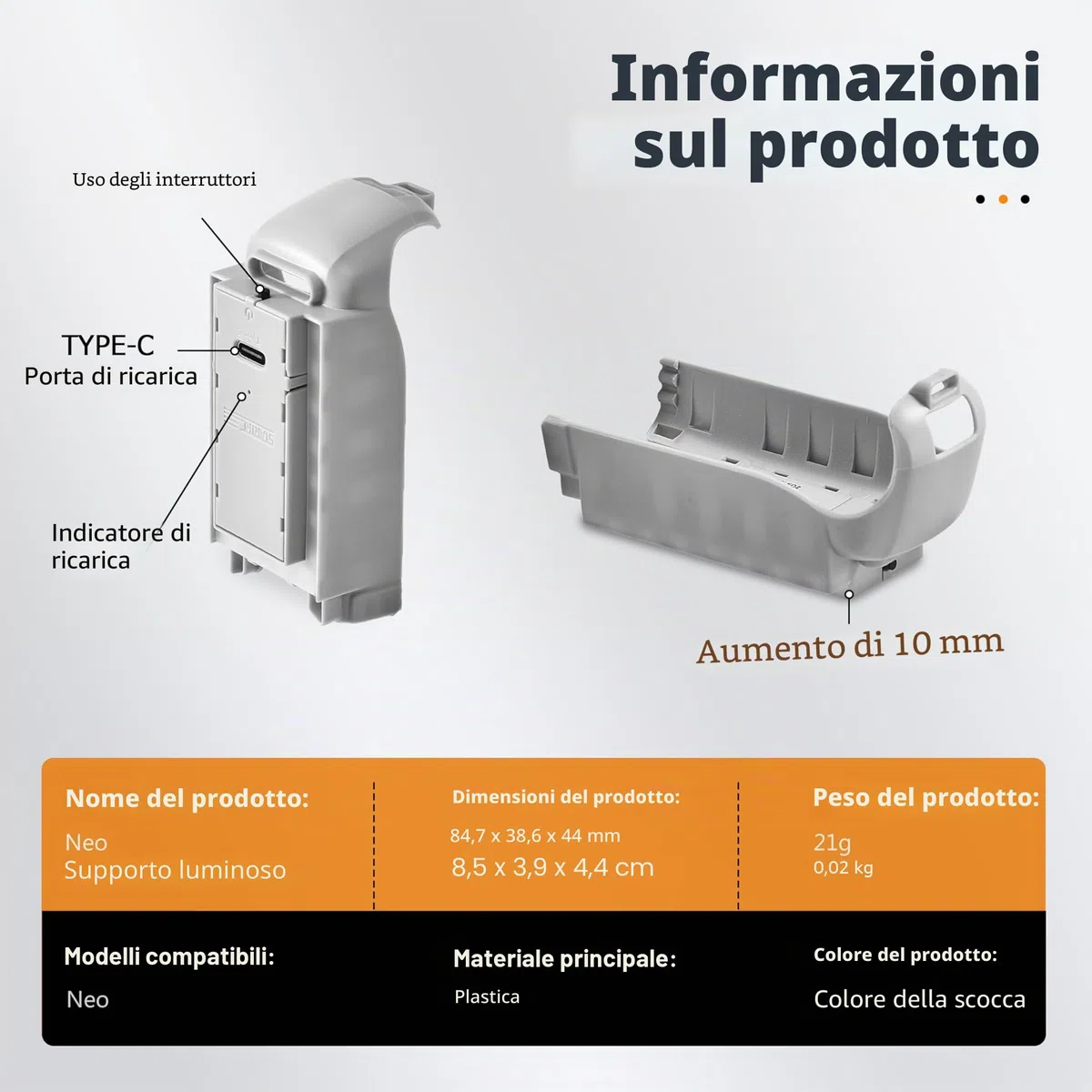 STARTRC Neo Chassis Gamba Estesa Pieghevole con Luci LED Flash Carrello di atterraggio per DJI Neo Accessori