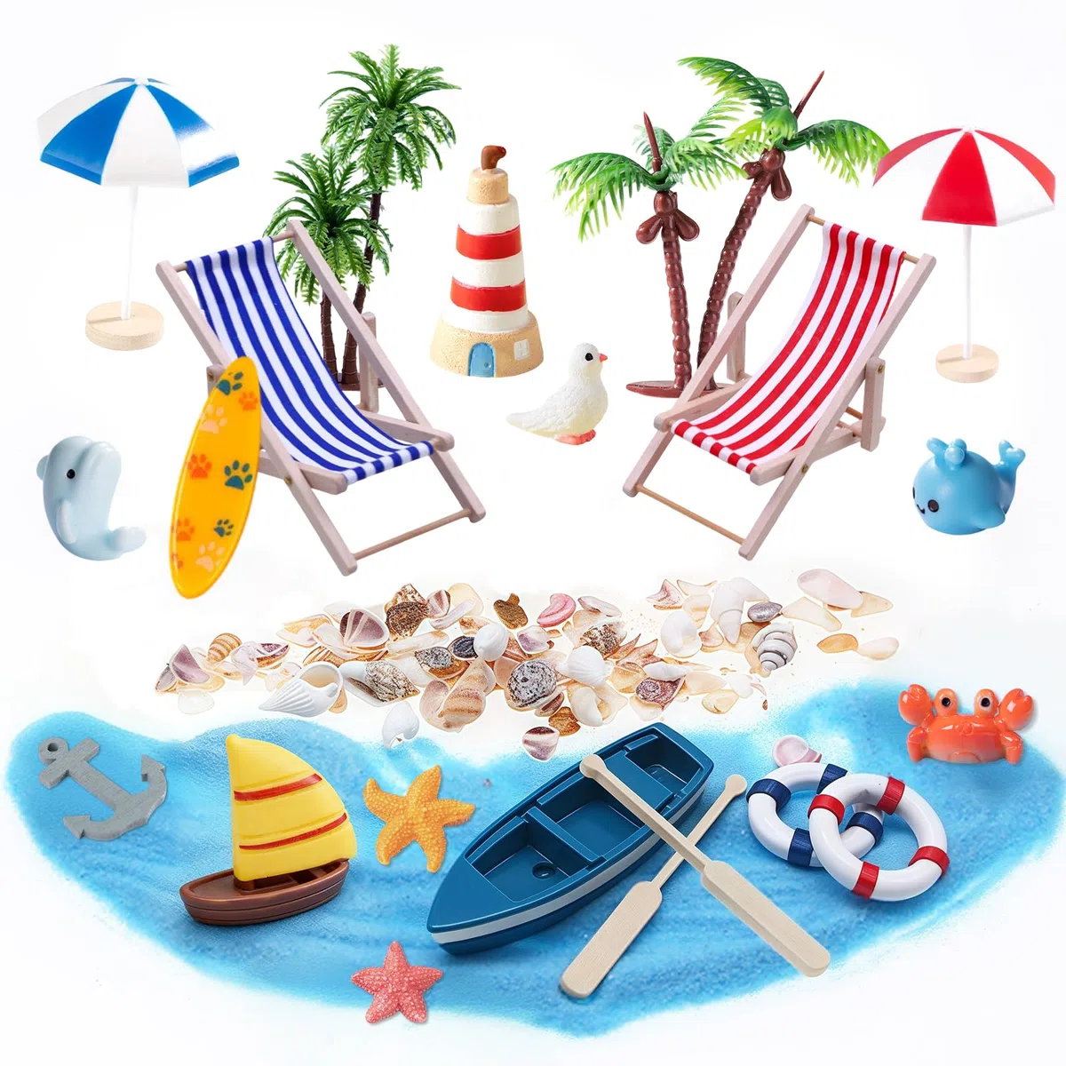 21 pezzi spiaggia microlpaesaggio in miniatura decorazione
