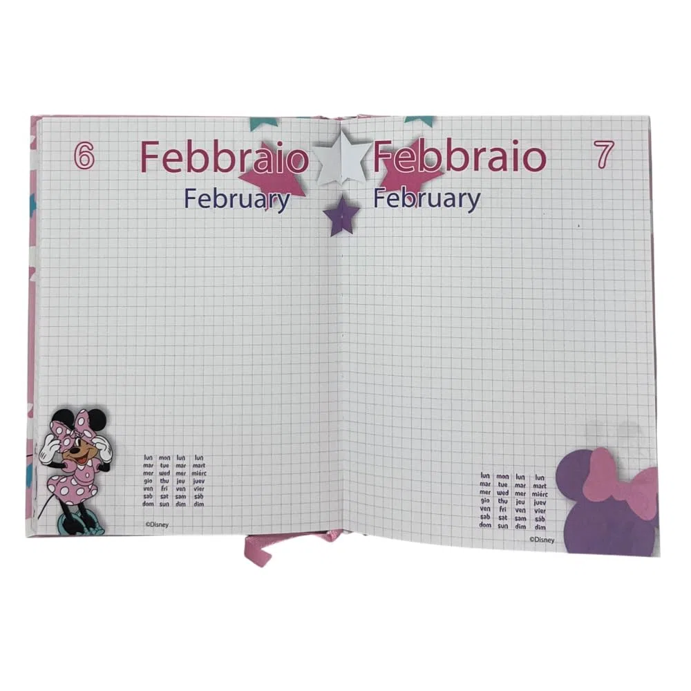 CARTOON Diario scuola Minnie Disney non datato agenda 10 mesi per bambini scuola primaria elementari medie