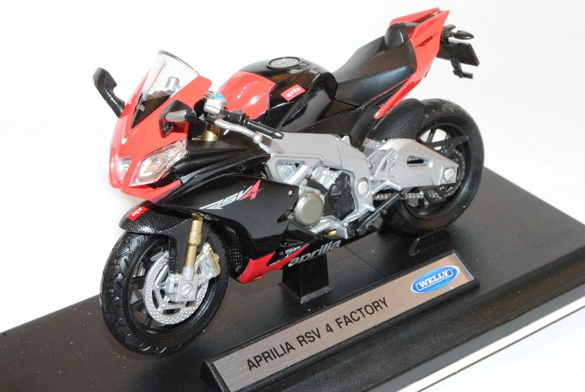 Aprilia RSV 4 Fabbrica Schwarz Rot 1/18 Welly Modell Motorrad guanto o senza individiuellem Targhe - Ohne Wunschkennzeichen
