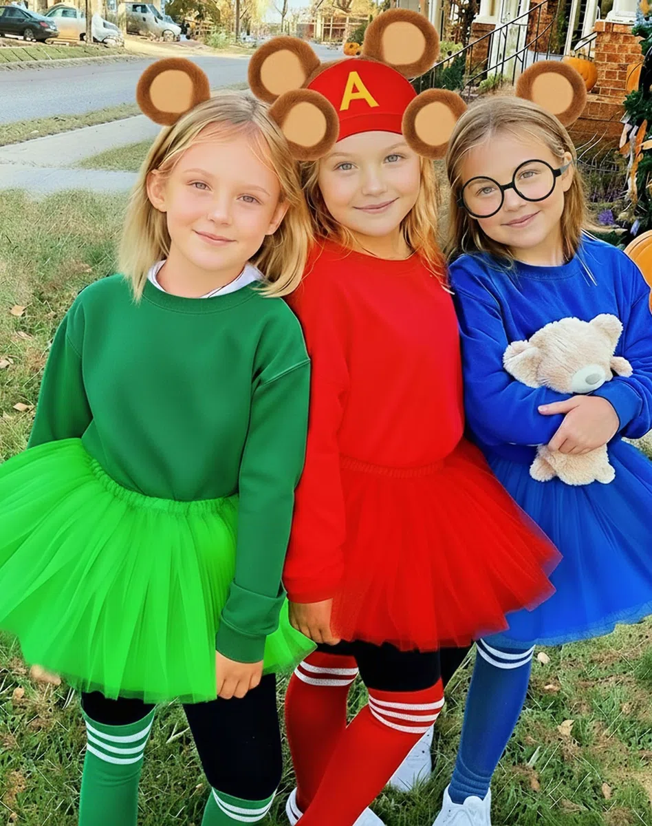Set Accessori Chipmunk 4 Pezzi – 3 Cerchietti con Orecchie di Chipmunk in Peluche + 1 Occhiali Rotondi, Fascia Morbida per Capelli Animale, Cosplay per Bambini e Adulti, Feste, Carnevale, Halloween
