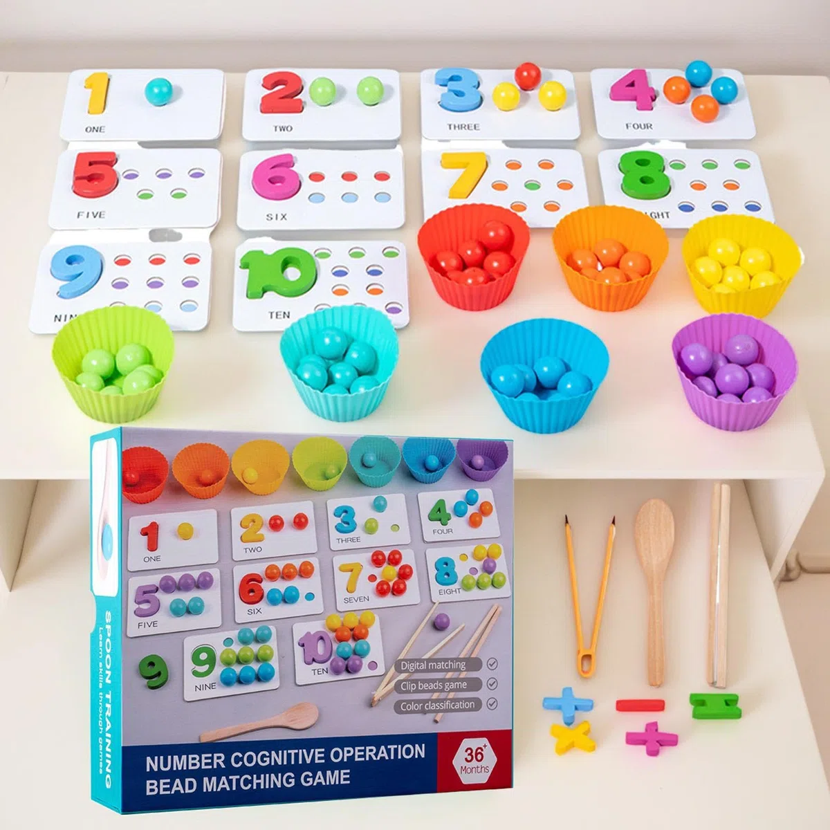 Gioco Matematico Con Perle - Strumento Didattico Per Insegnamento Dei Numeri E Del Conteggio - Attività Ricreativa Di Conoscenza Numerica Per Ragazzi E Ragazze Dai 3 Anni In Su