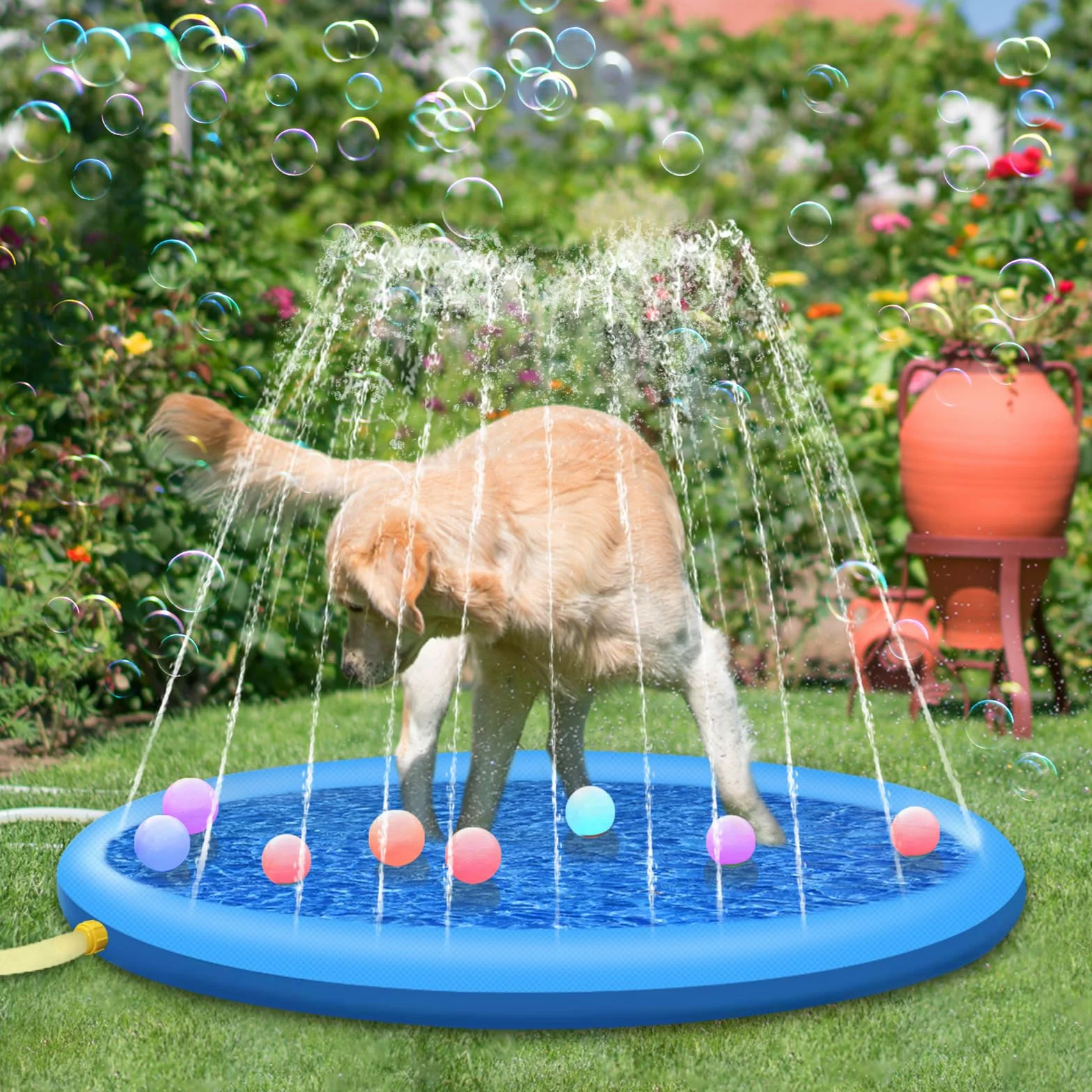 Jsdoin Piscina per cani, 100 cm, gonfiabile, pieghevole, ispessita, per esterni, giardino, spiaggia, cortile, giocattolo per cane, blu