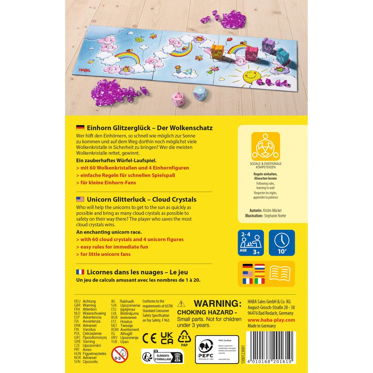 Haba 300123 - Gioco da tavola per bambini "Einhorn Glitzerglück", 3+ anni [Lingua tedesca]