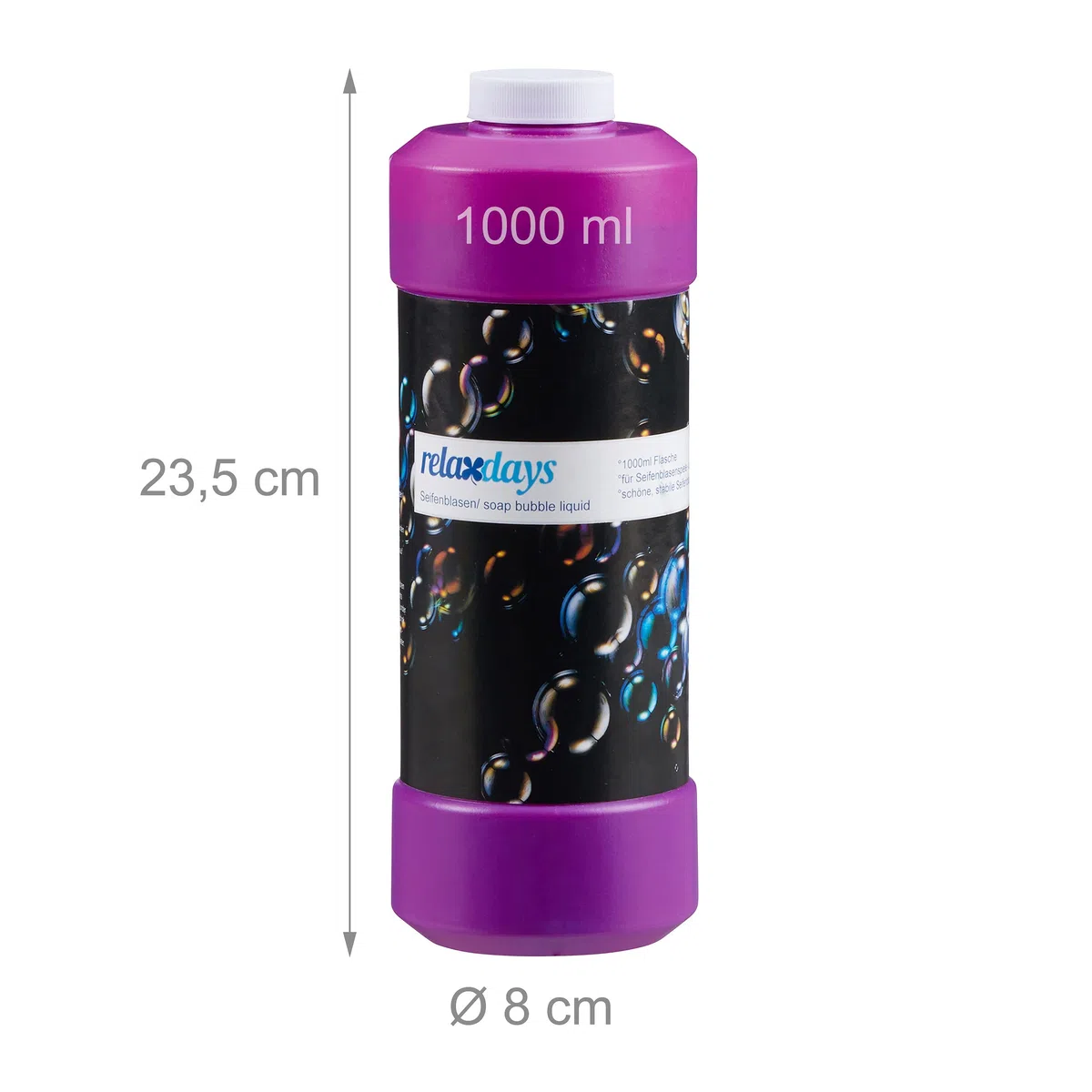 Relaxdays Flaconcino per Liquido per Bolle di Sapone, Flacone da 1 L da Riempire, per Macchine Sparabolle, Colori Assortiti