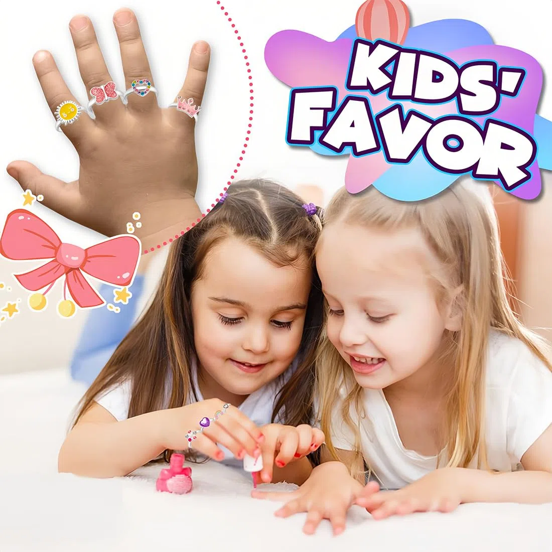 JEYORZY Set di 10 Anelli per Bambina, Principessa Gioielli per Ragazze, Regalo di Compleanno per Festa (Stili Casuali)