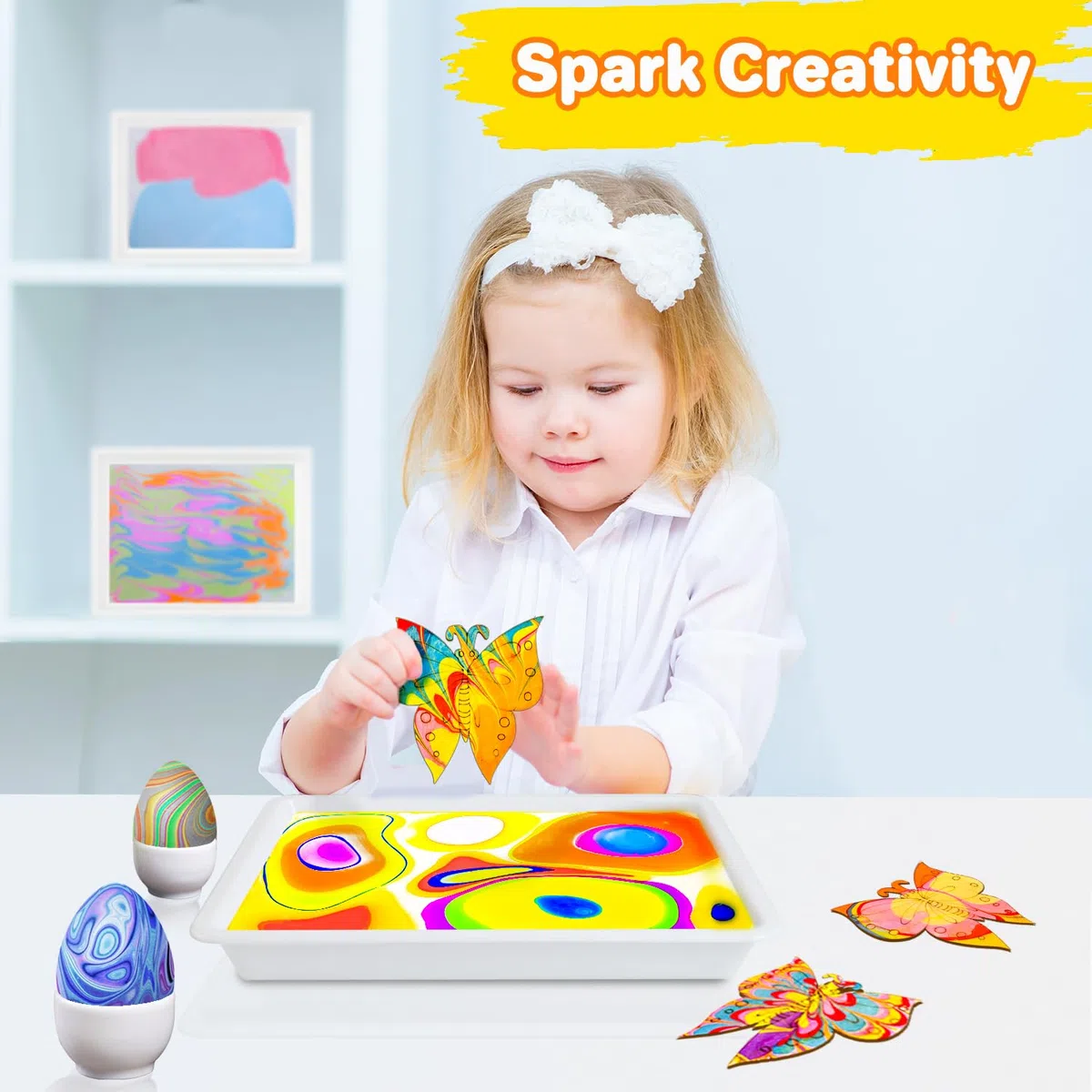 Lobyoh Kit Pittura per Bambini 12 Colori + 6 Farfalle, Regalo Bambina 8 Anni, Kit di Verniciatura ad Acqua, Giochi Creativi Bambina 10 Anni, Idee Regalo per Ragazze e Ragazzi 6-12 Anni