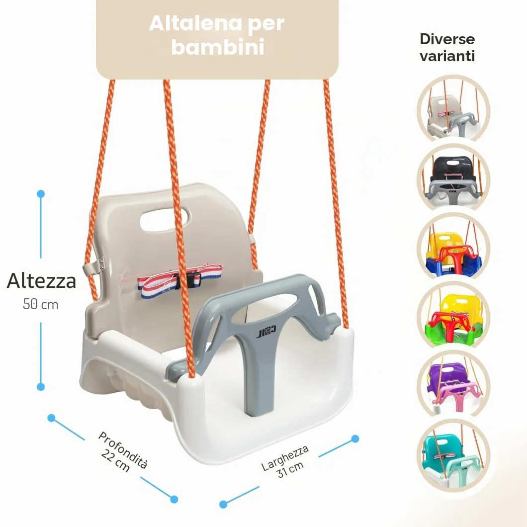 COIL Altalena per Bambini Outdoor 3-in-1, Altalena per Bambini Regolabile, con Schienale, Altalena per Bambini per Interni, Seggiolino per Altalena per Bambini, Altalena per Bambini (Beige)