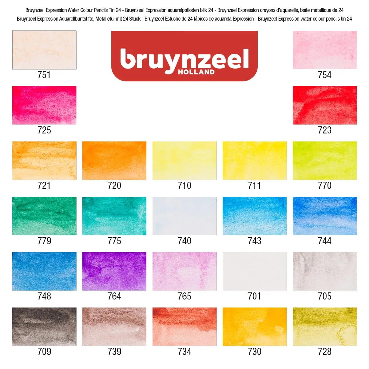 Bruynzeel Set di 24 matite acquerellabili Expression + pennello in latta | Matite idrosolubili per adulti, Bullet Journaling