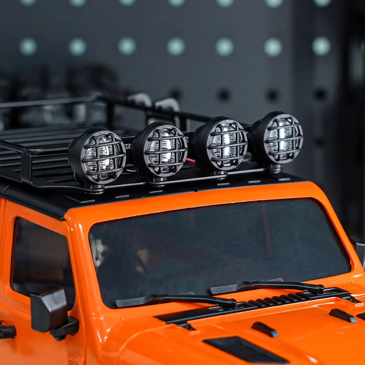 INJORA Portapacchi Auto RC con Portabagagli, Luci LED e Scala per Carrozzeria TRX4M Bronco Defender 1/18 RC Crawler Car Upgrade
