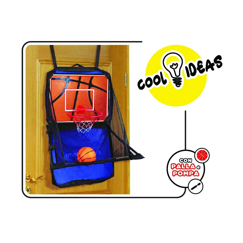 Sport1 Bag&Smash mini canestro da camera. Canestro basket da camera, aggancio su porte domestiche. Set completo: canestro, 2 palle, pompa, rete e valigetta. Set richiudibile e portatile. Idea regalo.