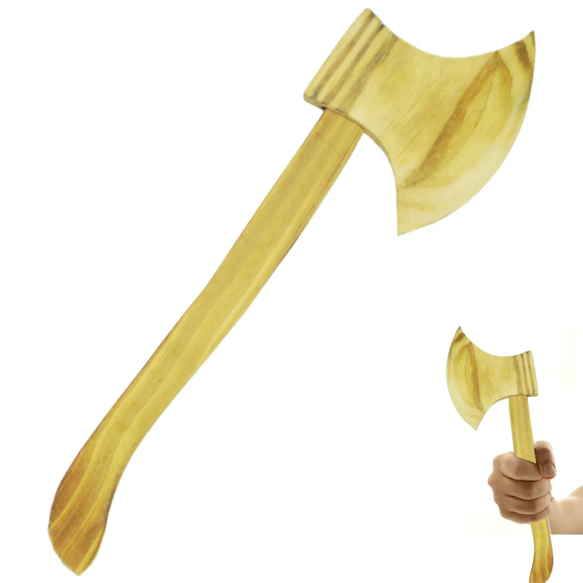 Realistica Ascia Giocattolo in Legno Accetta Leggera da 13 Pollici – Oggetti di Scena con Texture per Halloween, Natale, Pasqua, Carnevale, Festa in Costume