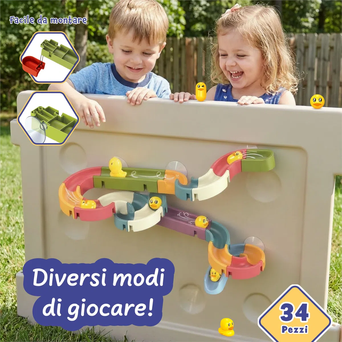 Science4you Giochi Bagnetto 3+ Anni – Circuito di Biglie da Bagno con Ventose, Marble Run Junior con 34 Pezzi Inclusi, Gioco Educativo per Bambini, Regalo 3 4 5 6+