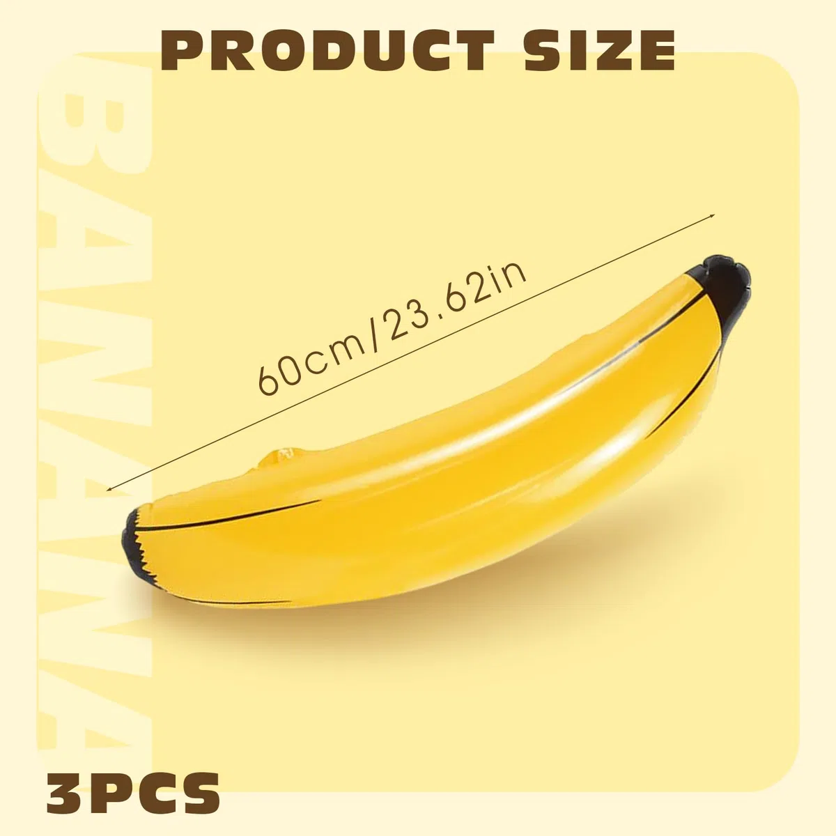 3 pezzi banana gonfiabile 60 cm, Blow-up banane gonfiabili giocattoli acquatici per piscina spiaggia estate decorazione festa Prop decorazione festa festa hawaiana Carnevale