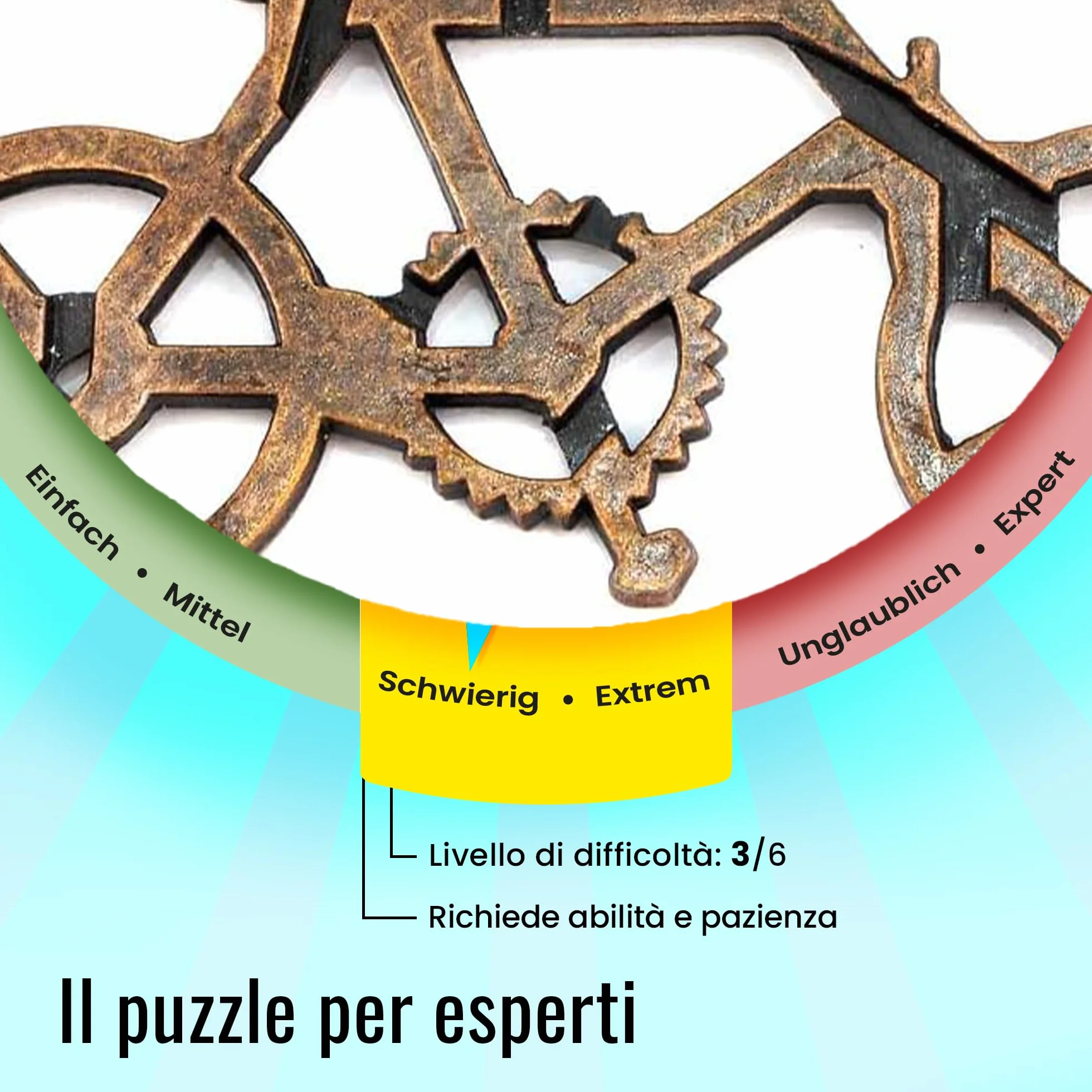 LOGICA GIOCHI Art. Bici di Amsterdam - Rompicapo in Lega - Difficoltà 3/6 Difficile - Serie Viaggiatori da Collezione - Cast Puzzle