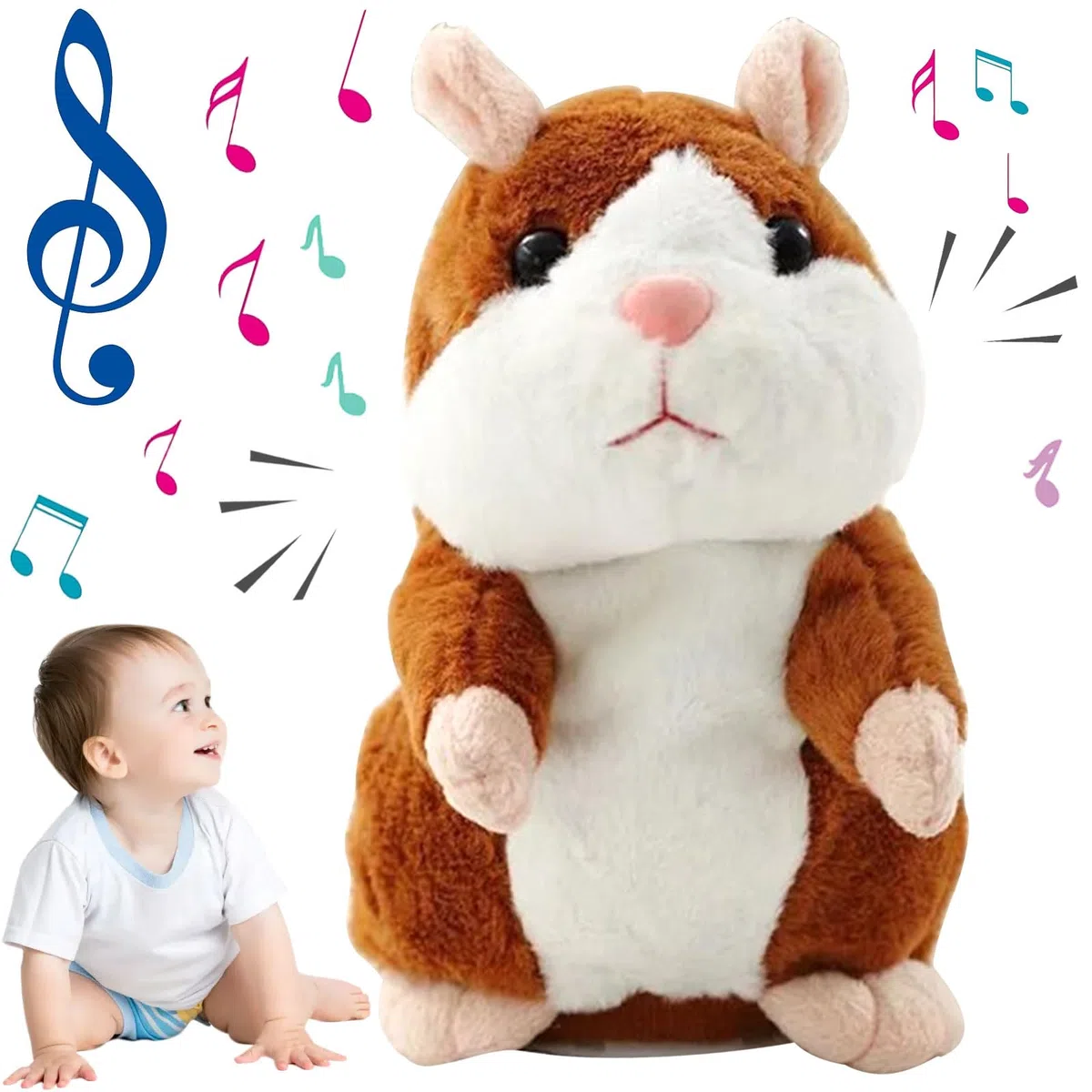 Booaee Criceto parlante,Peluche per bambini, peluche interattivo per neonati e bambini