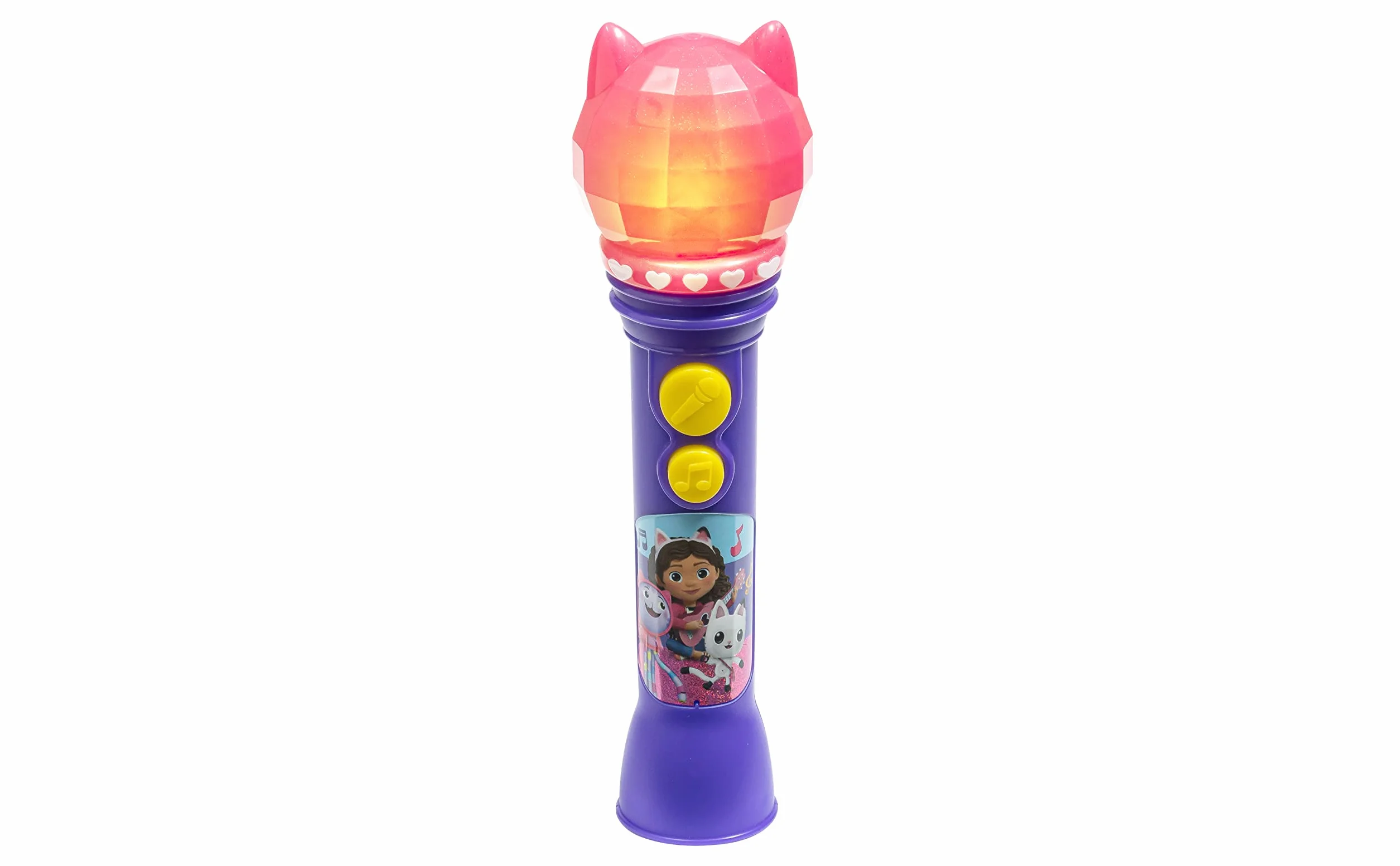 ekids KIDdesigns - Microfono per casa delle bambole di Gabby, per bambini, con microfono funzionante reale, con luce lampeggiante a LED e altoparlante, giocattolo portatile per karaoke