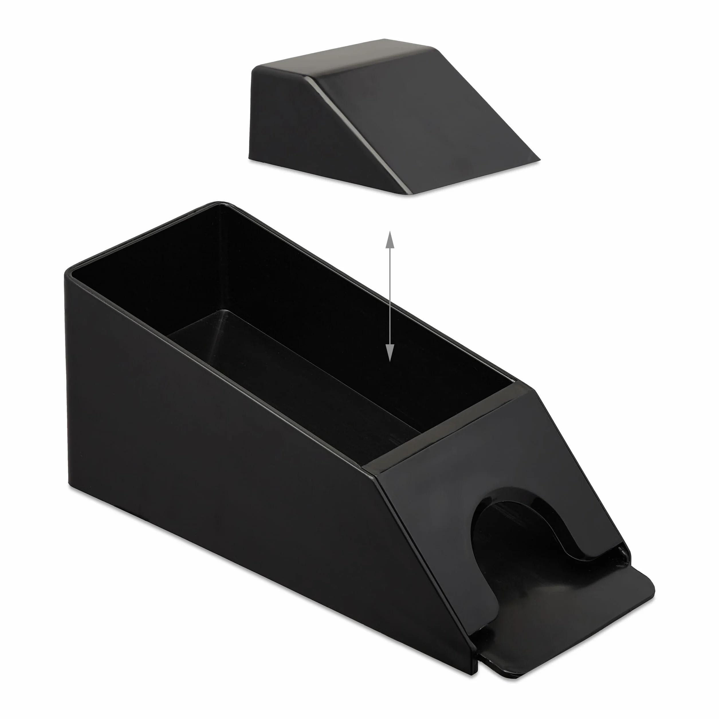 Relaxdays Distributore Carte da Gioco, Dispenser con 4 Mazzi, Dealing Shoe Black Jack, in Plastica, 10x10x25 cm, Nero