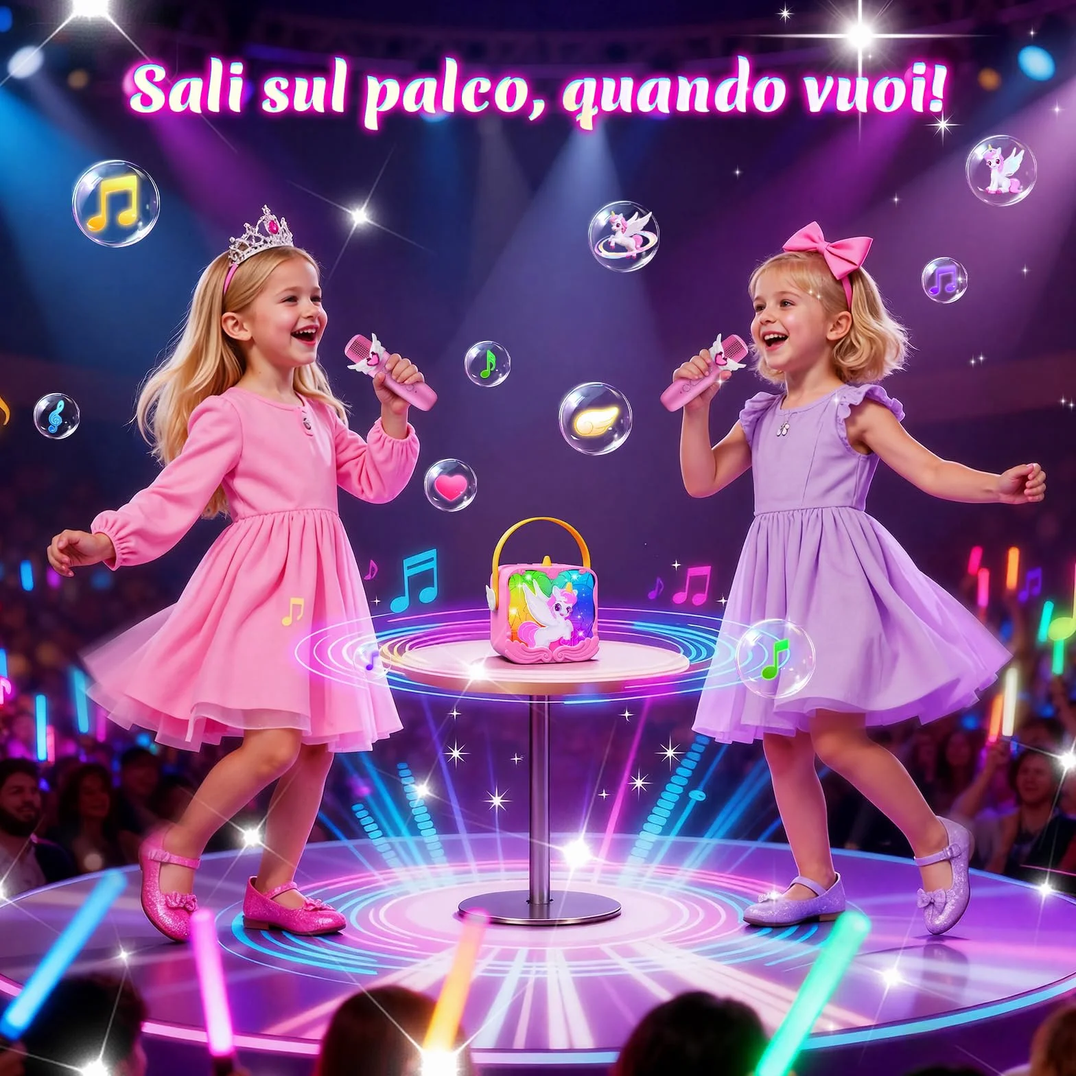 Kidluna Unicorno Karaoke Microfono Bluetooth con Luce LED Bambini 3-12 Anni Regalo Bambina
